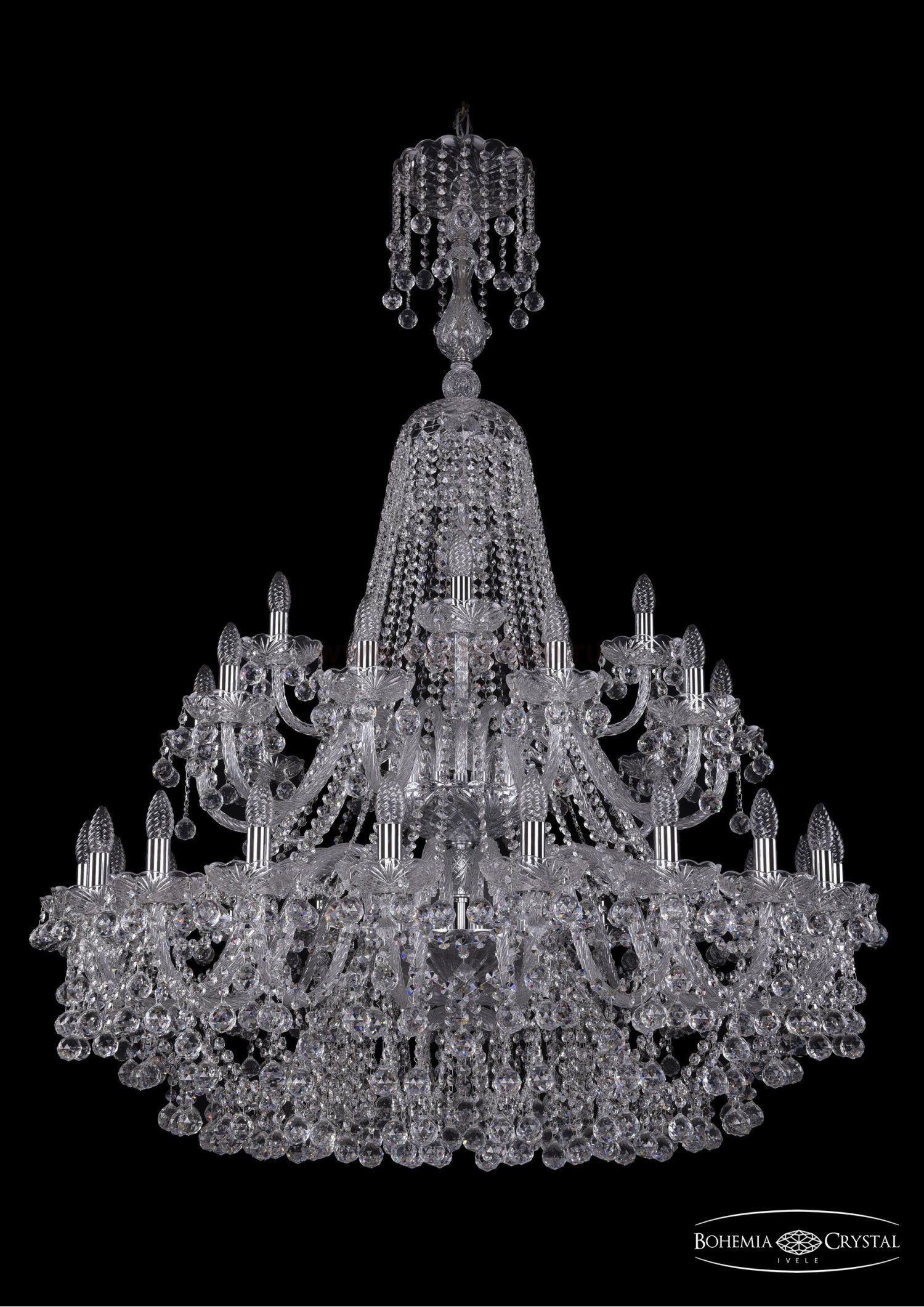 Люстра хрустальная Bohemia Ivele 1409/20+10+5/400/XL-152/2d/Ni