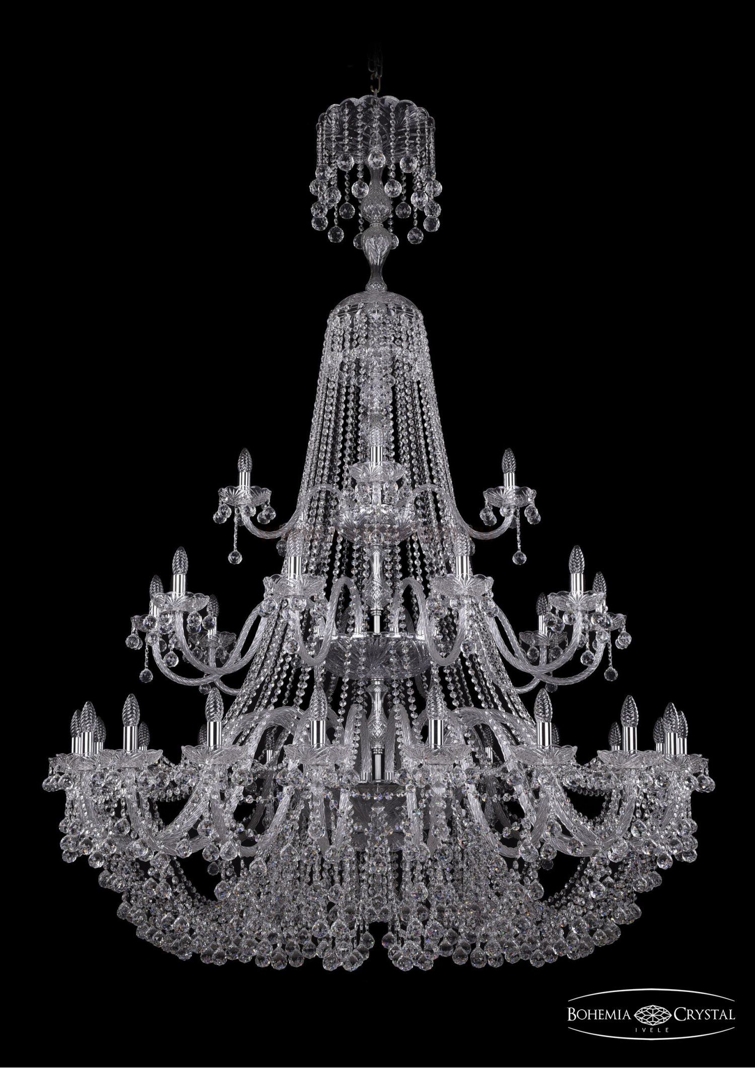 Люстра хрустальная Bohemia Ivele 1409/20+10+5/530/XL-203/3d/Ni