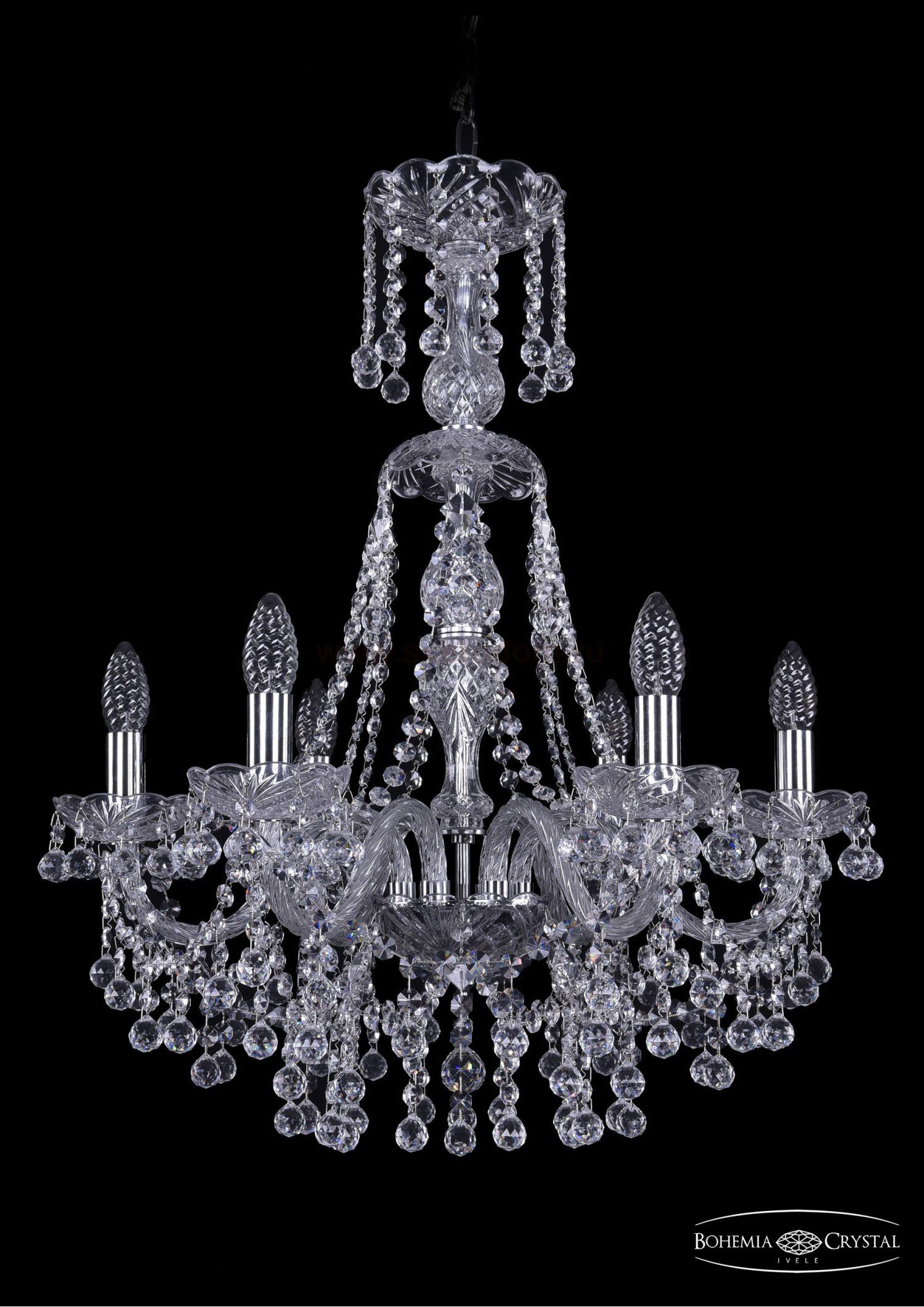 Люстра хрустальная Bohemia Ivele 1409/6/195/XL-68/Ni