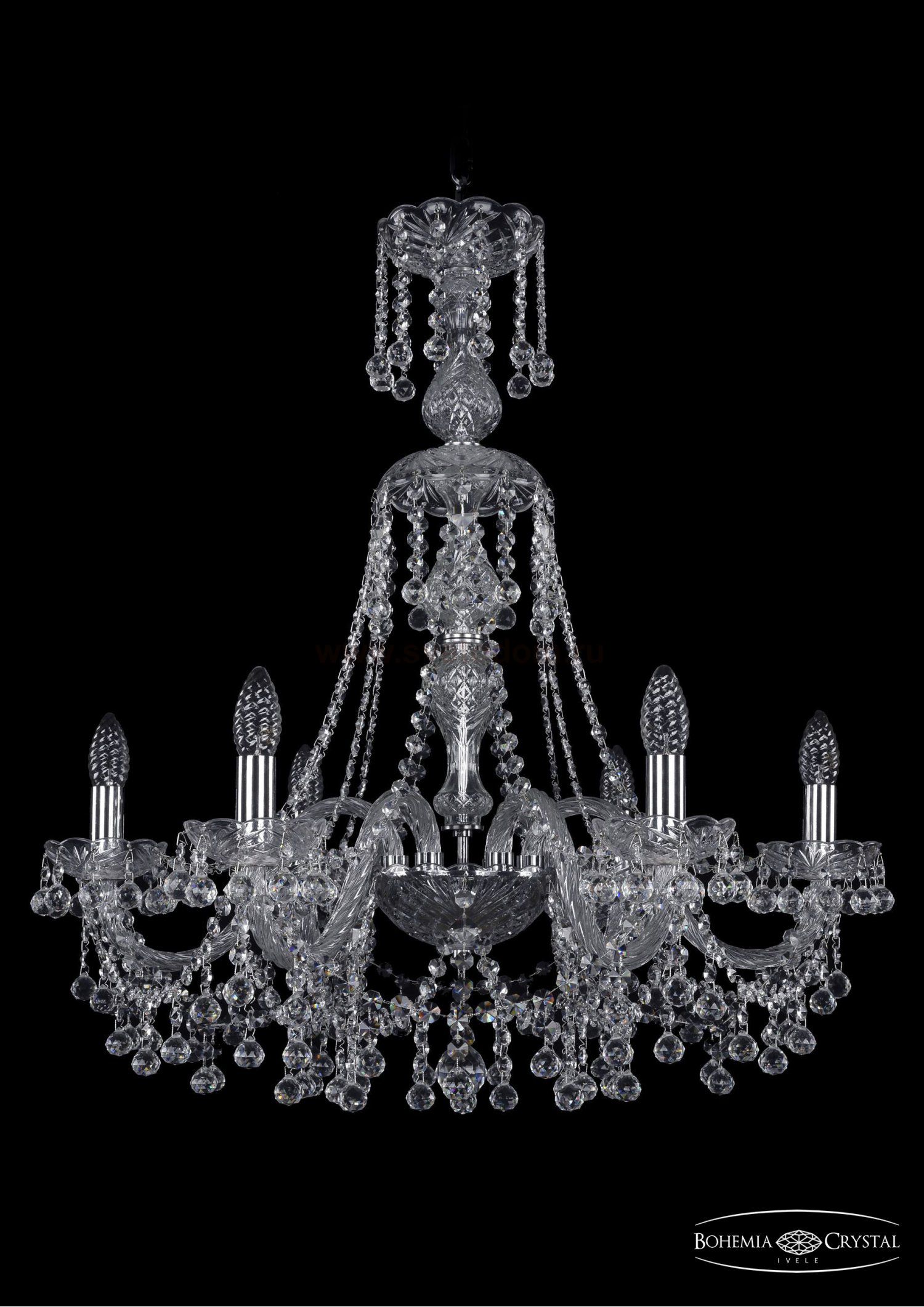 Люстра хрустальная Bohemia Ivele 1409/6/240/XL-75/Ni
