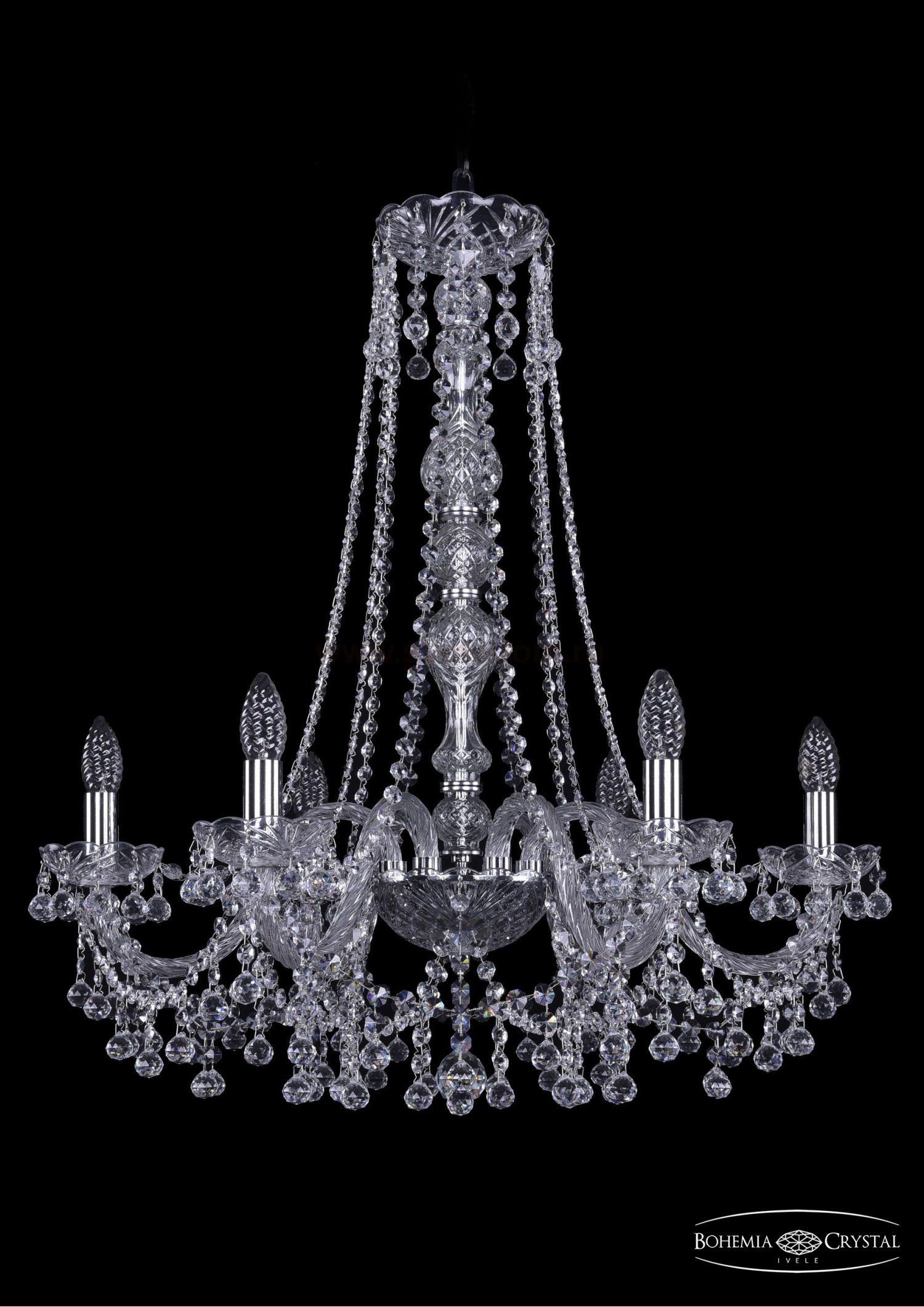 Люстра хрустальная Bohemia Ivele 1409/6/240/h-75/Ni