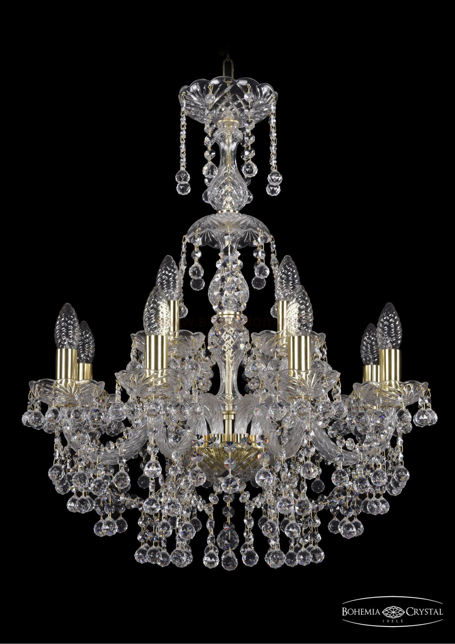 Люстра хрустальная Bohemia Ivele 1409/8+4/195/XL-68/G