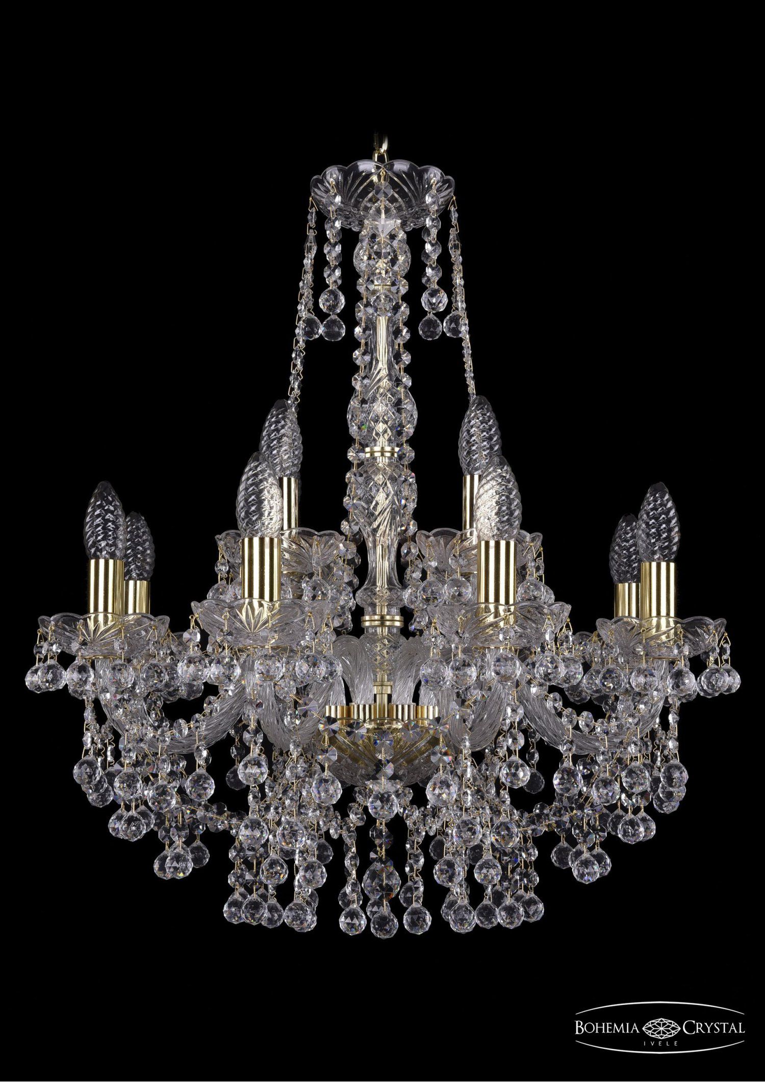 Люстра хрустальная Bohemia Ivele 1409/8+4/195/h-62/G