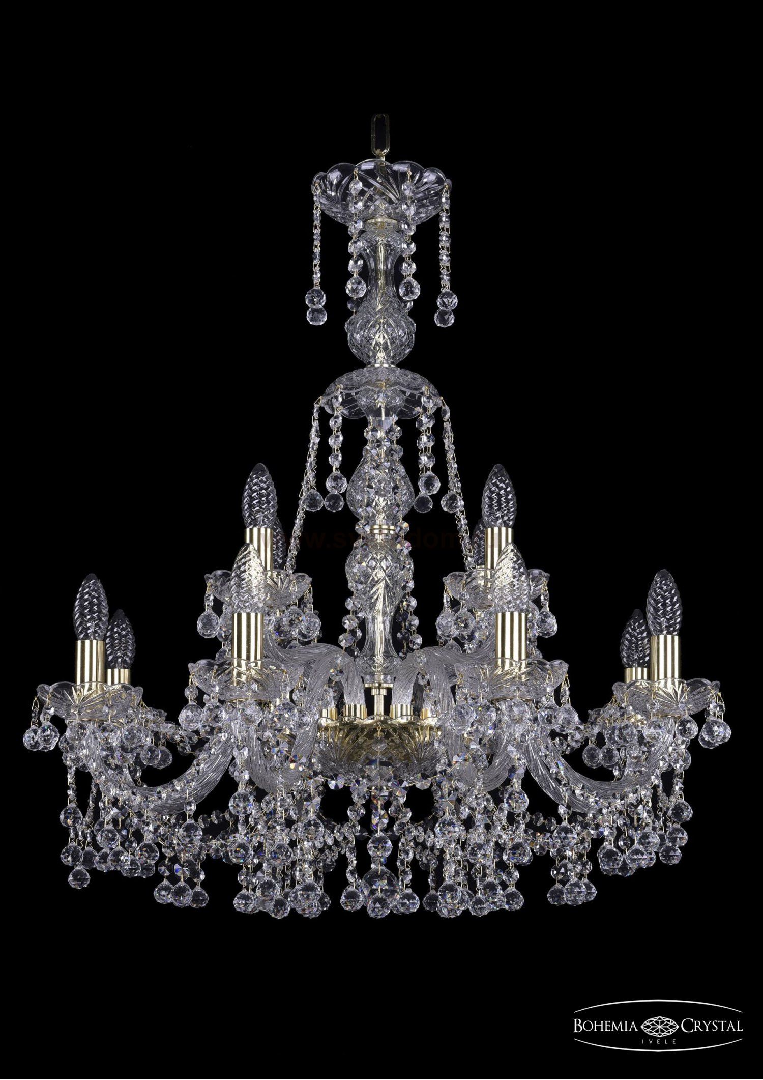 Люстра хрустальная Bohemia Ivele 1409/8+4/240/XL-76/G