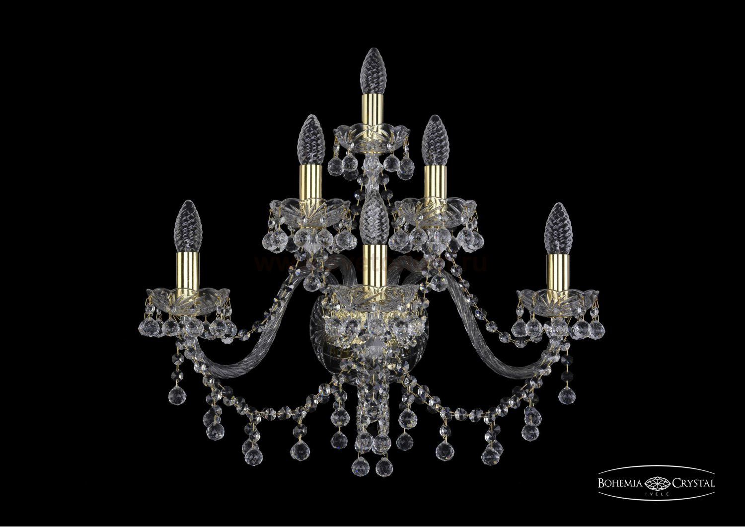 Светильник настенный бра Bohemia Ivele 1409B/3+2+1/240/G