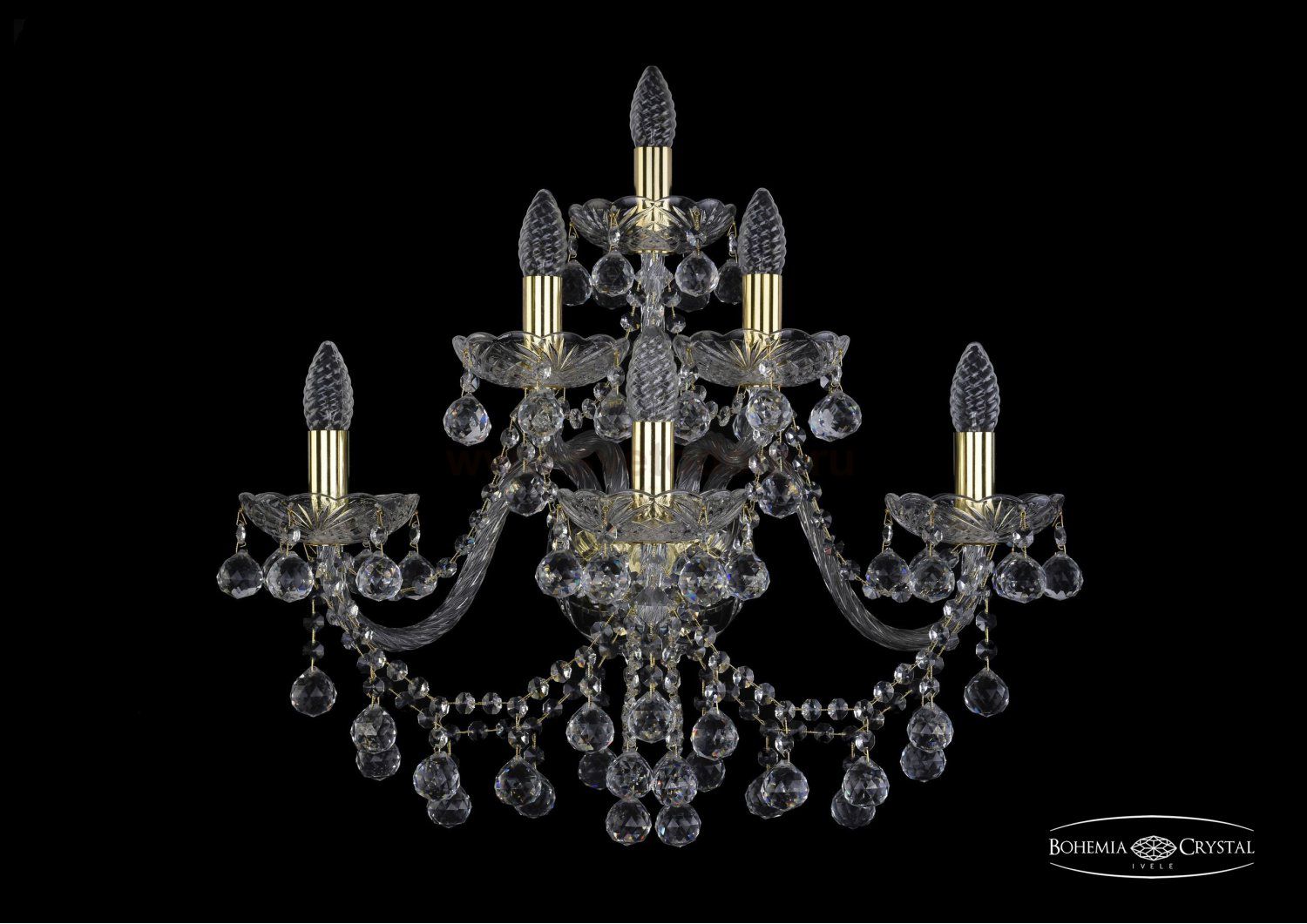 Светильник настенный бра Bohemia Ivele 1409B/3+2+1/240/XL/G