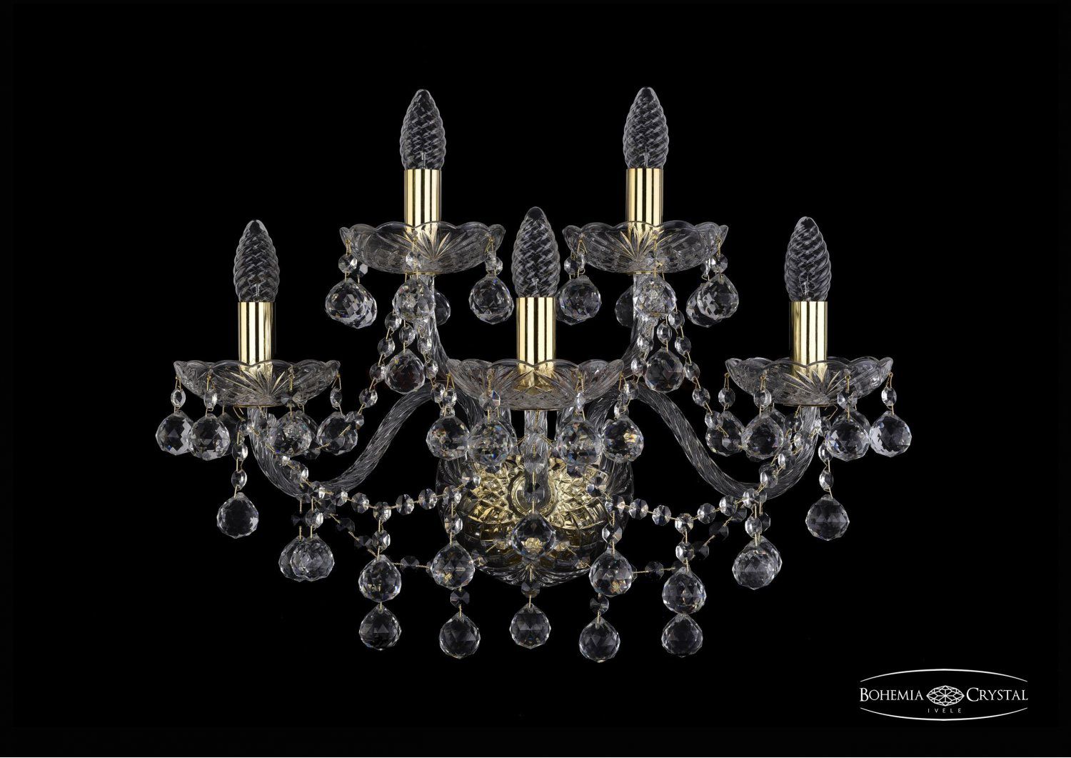 Светильник настенный бра Bohemia Ivele 1409B/3+2/195/XL/G