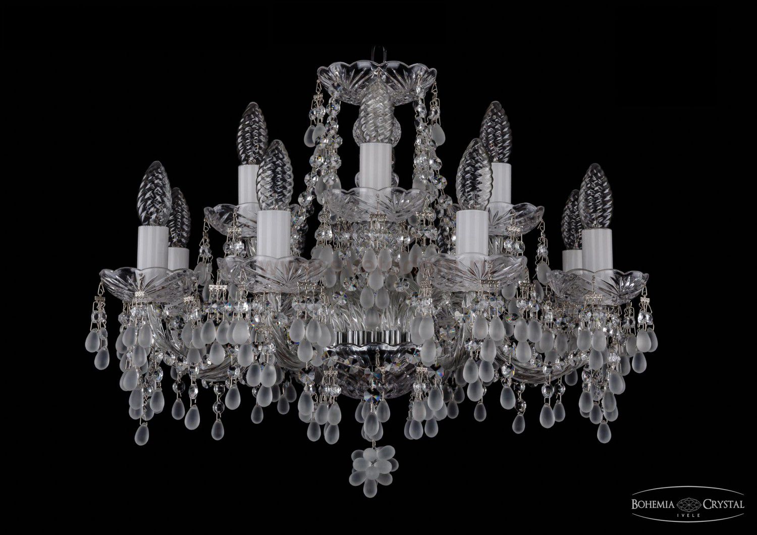 Люстра хрустальная Bohemia Ivele 1410/8+4/195/Ni/0300