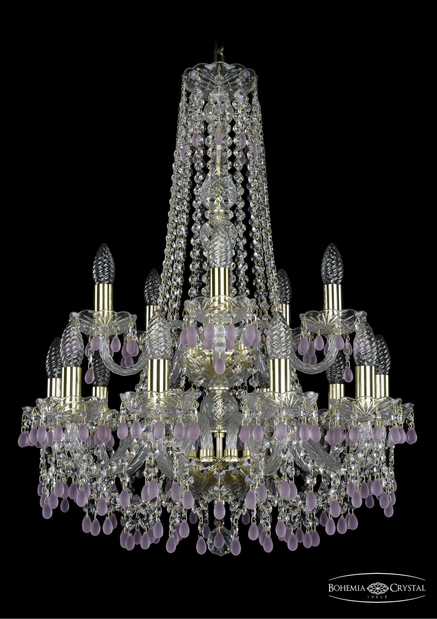 Люстра хрустальная Bohemia Ivele 1410/10+5/195/h-74/2d/G/V7010