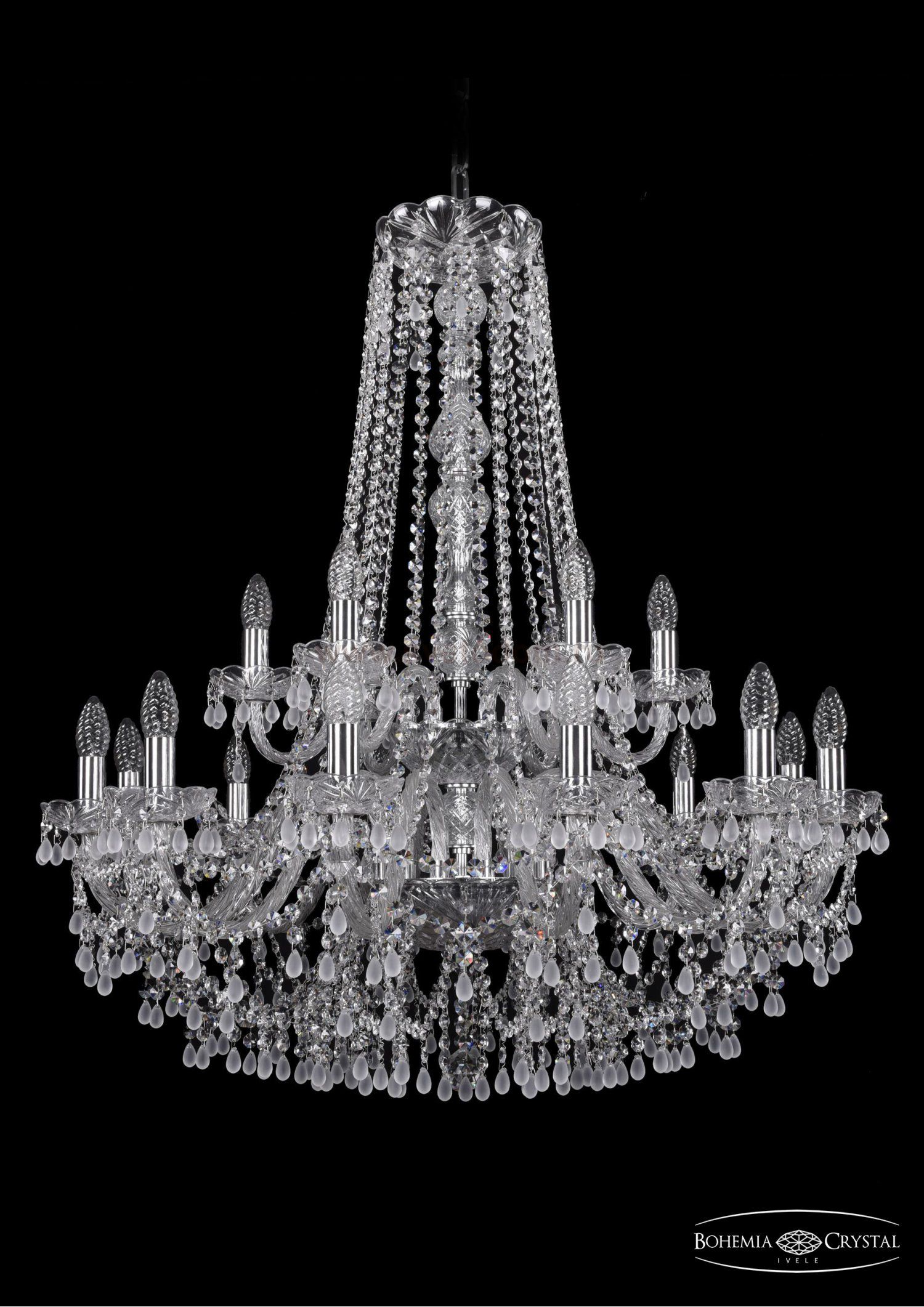 Люстра хрустальная Bohemia Ivele 1410/12+6/300/h-95/2d/Ni/V0300