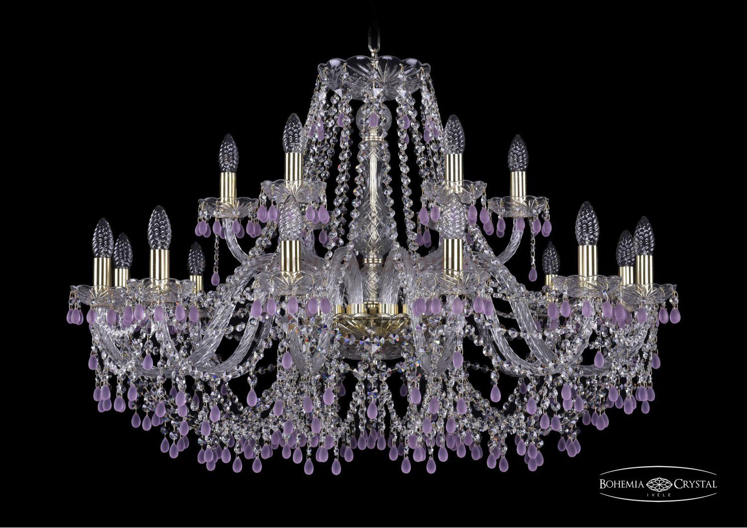 Люстра хрустальная Bohemia Ivele 1410/12+6/360/G/V7010