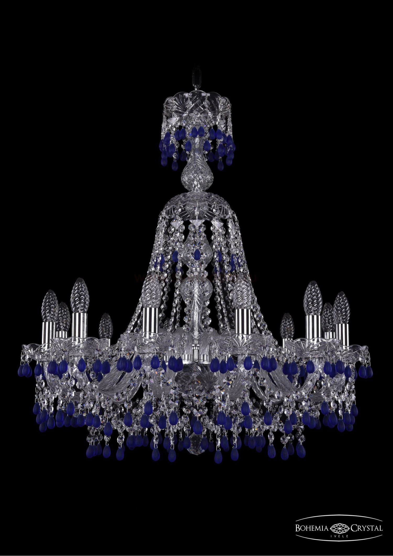 Люстра хрустальная Bohemia Ivele 1410/12/240/XL-74/Ni/V3001