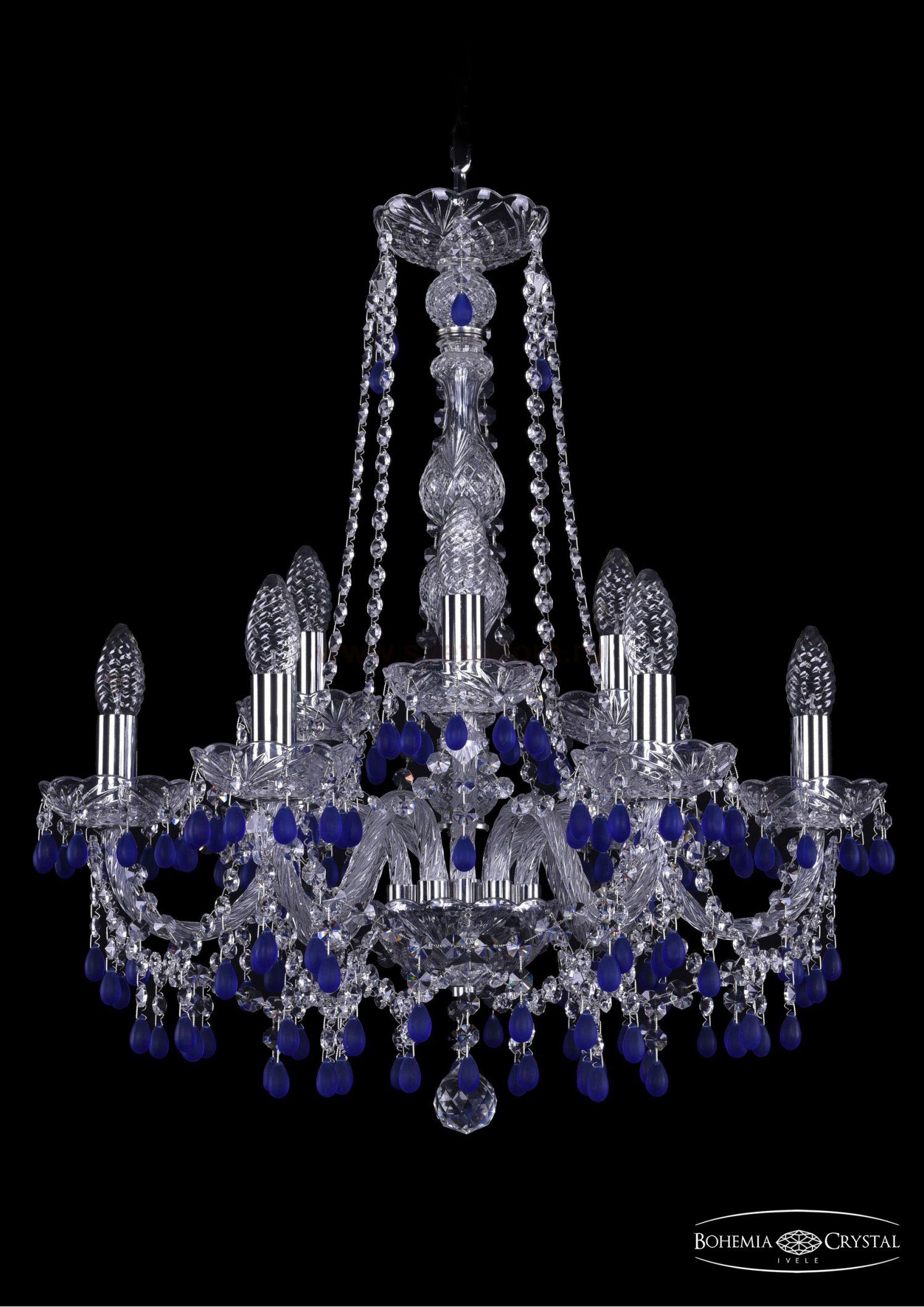 Люстра хрустальная Bohemia Ivele 1410/6+3/195/h-63/Ni/V3001