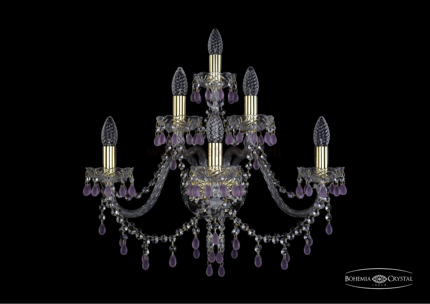 Светильник настенный бра Bohemia Ivele 1410B/3+2+1/240/G/V7010