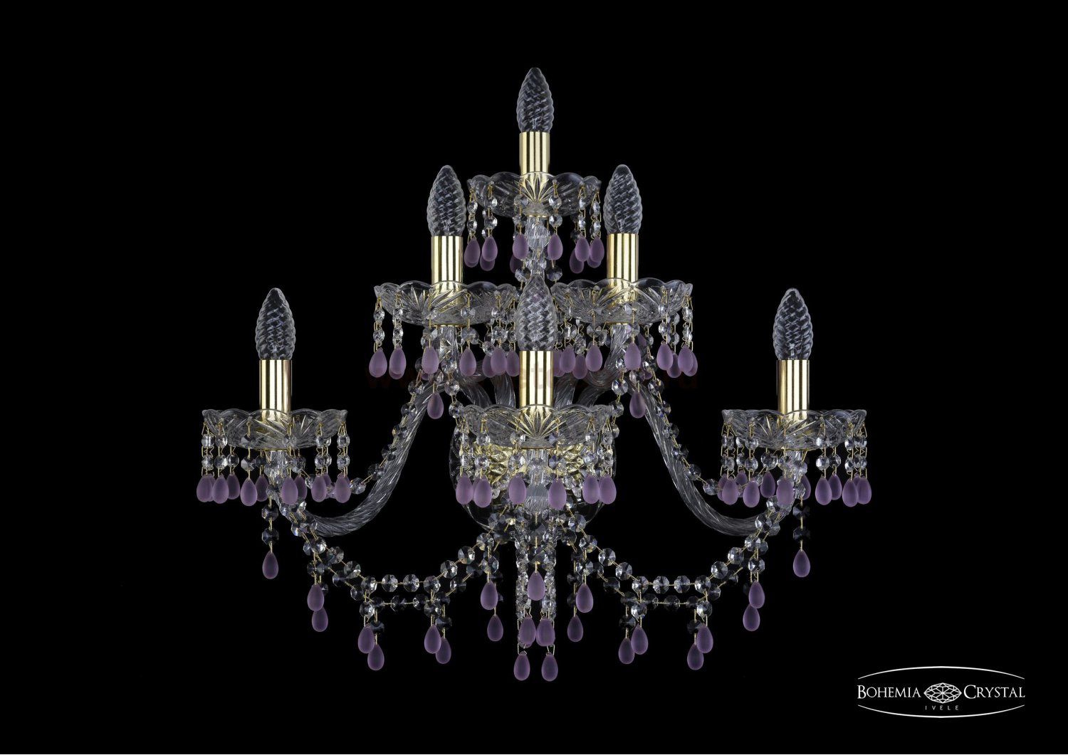 Светильник настенный бра Bohemia Ivele 1410B/3+2+1/240/XL/G/V7010