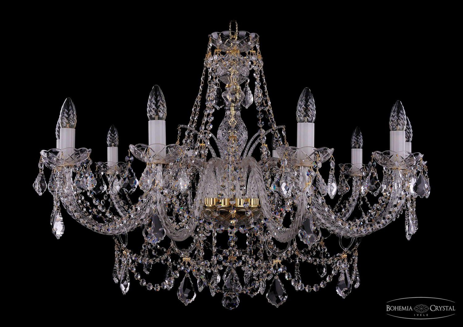 Люстра хрустальная Bohemia Ivele 1411/10/360-66/G/Leafs