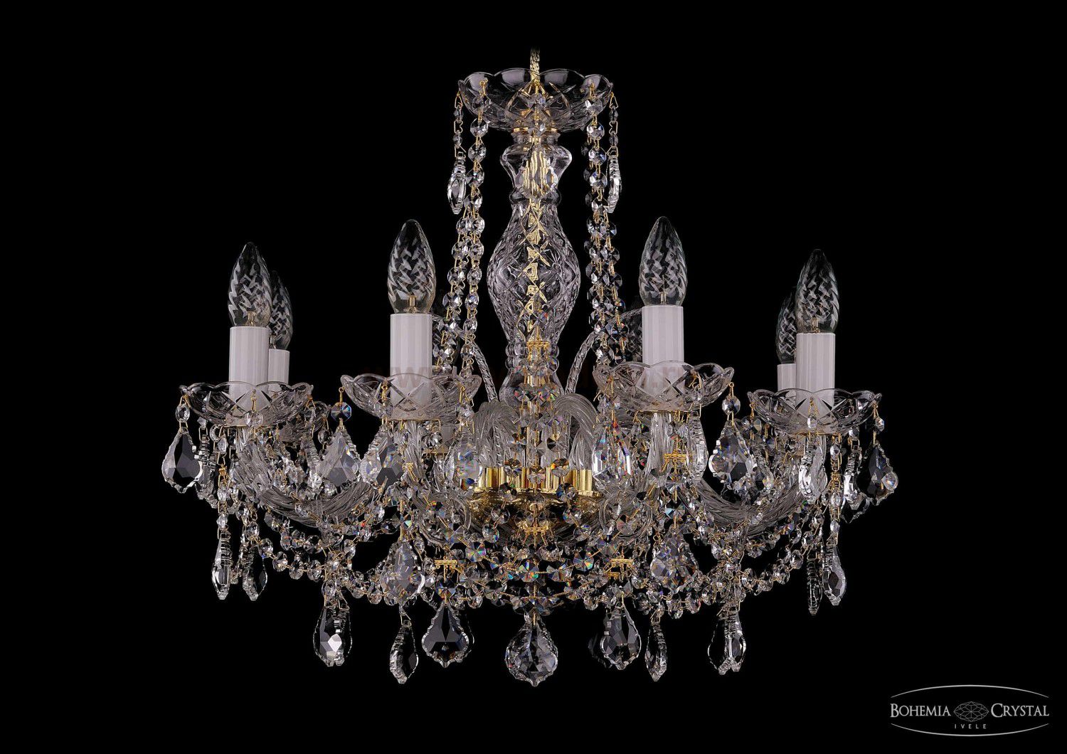 Люстра хрустальная Bohemia Ivele 1411/8/195/G/Leafs