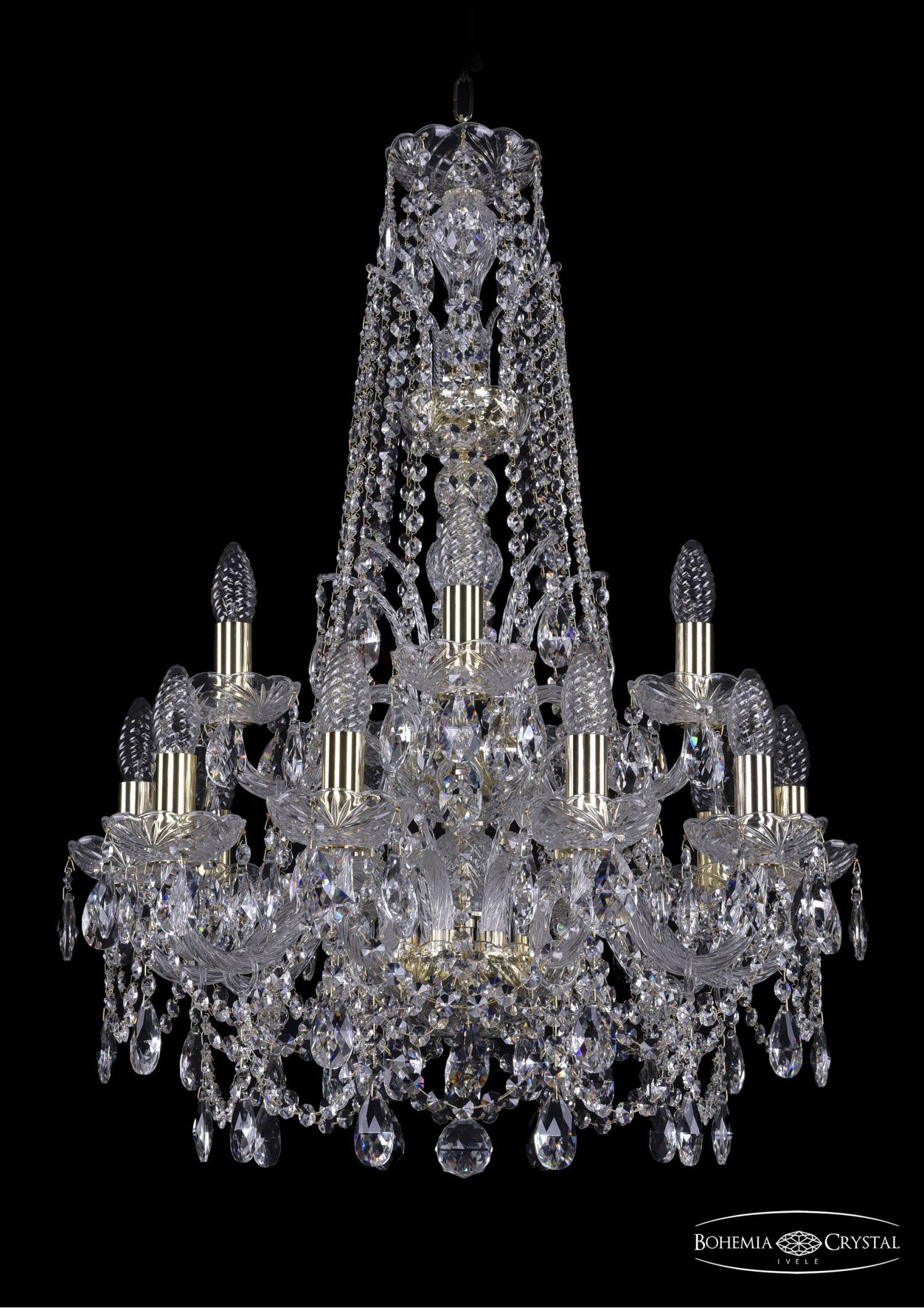 Люстра хрустальная Bohemia Ivele 1411/10+5/195/XL-80/2d/G