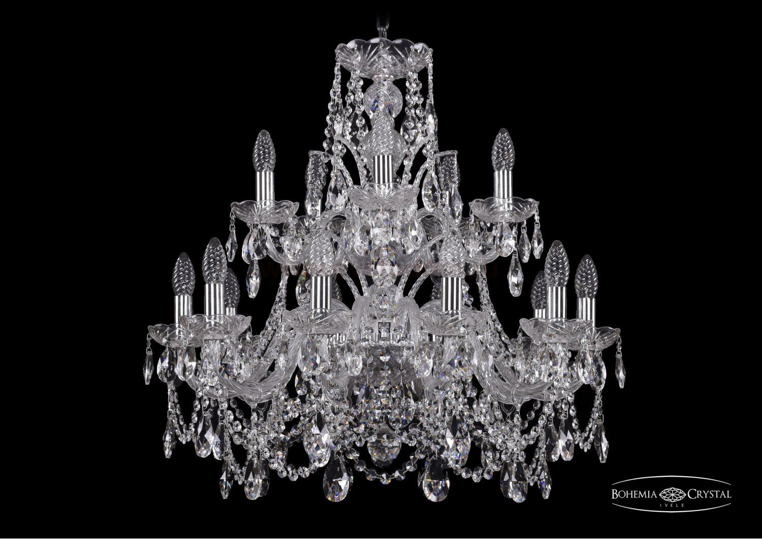 Люстра хрустальная Bohemia Ivele 1411/10+5/240/2d/Ni