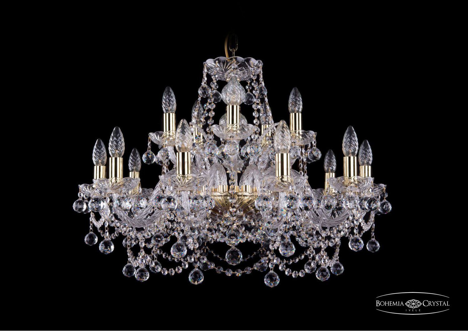 Люстра хрустальная Bohemia Ivele 1411/10+5/240/G/Balls