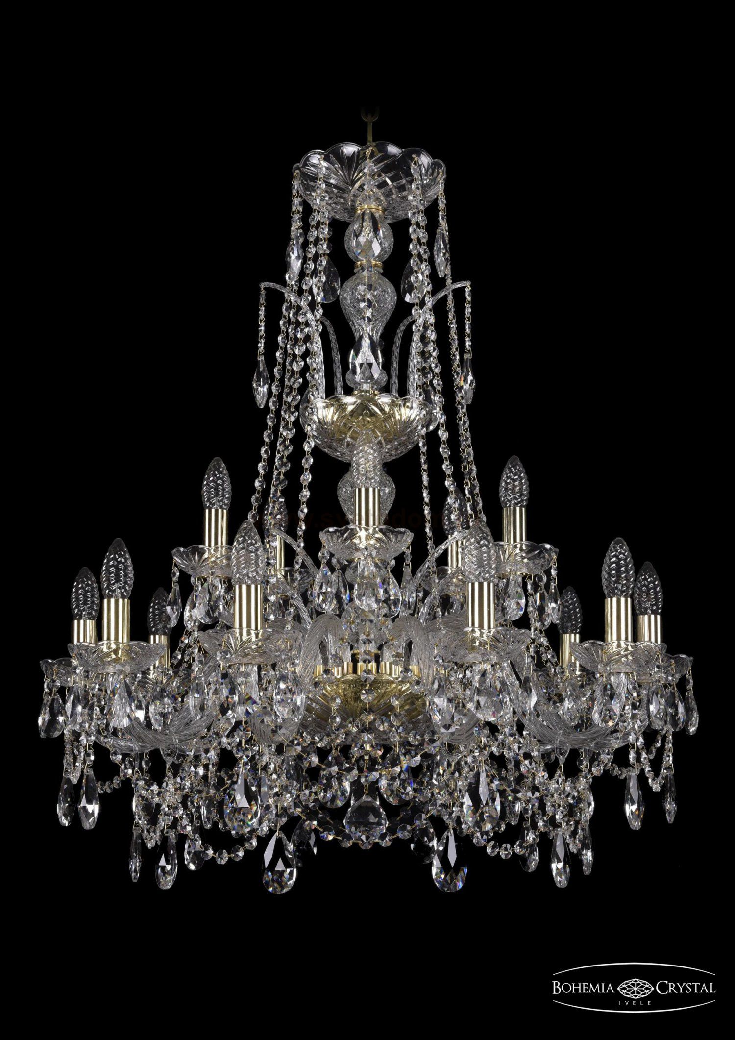 Люстра хрустальная Bohemia Ivele 1411/10+5/240/XL-86/G