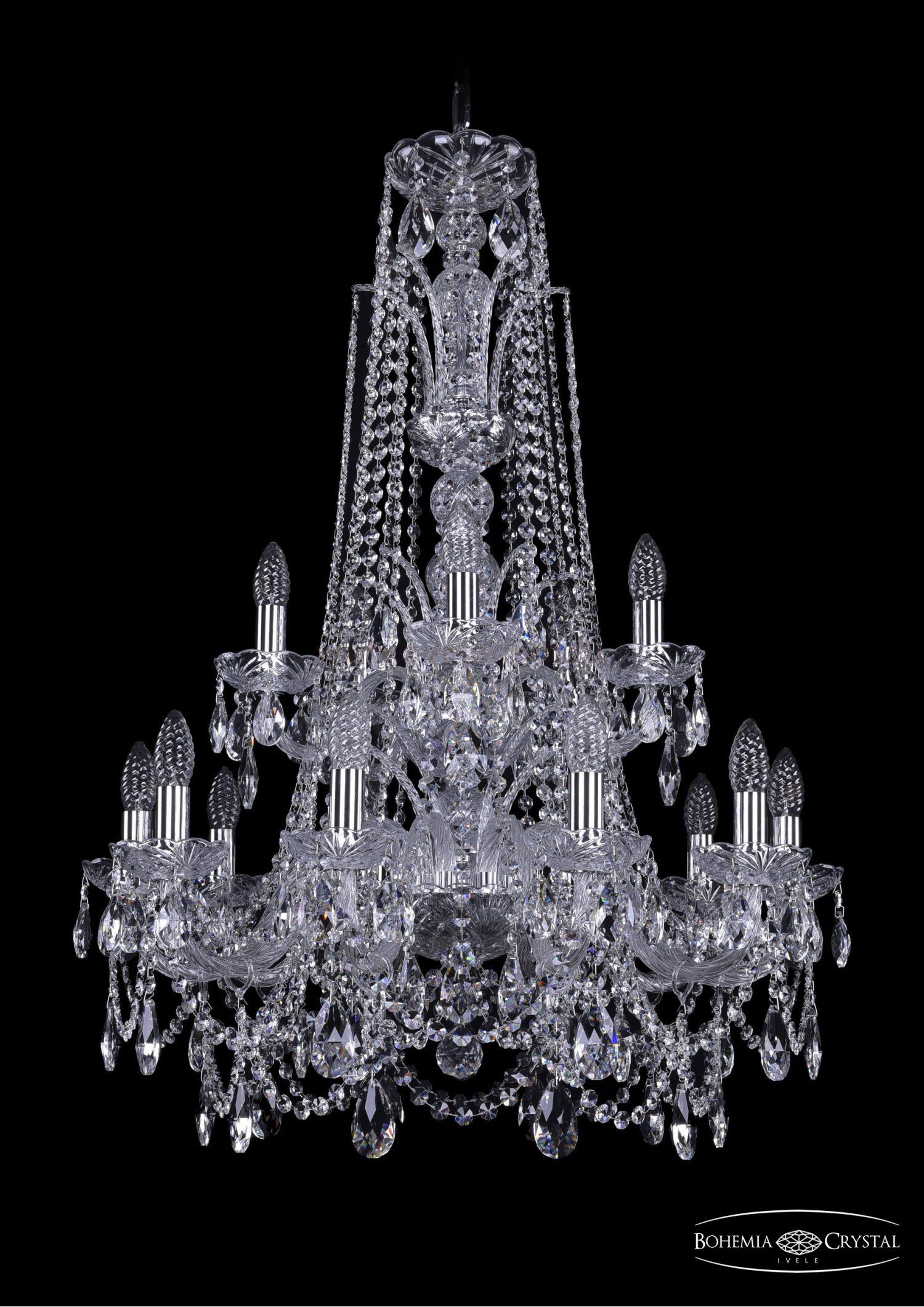 Люстра хрустальная Bohemia Ivele 1411/10+5/240/XL-94/2d/Ni