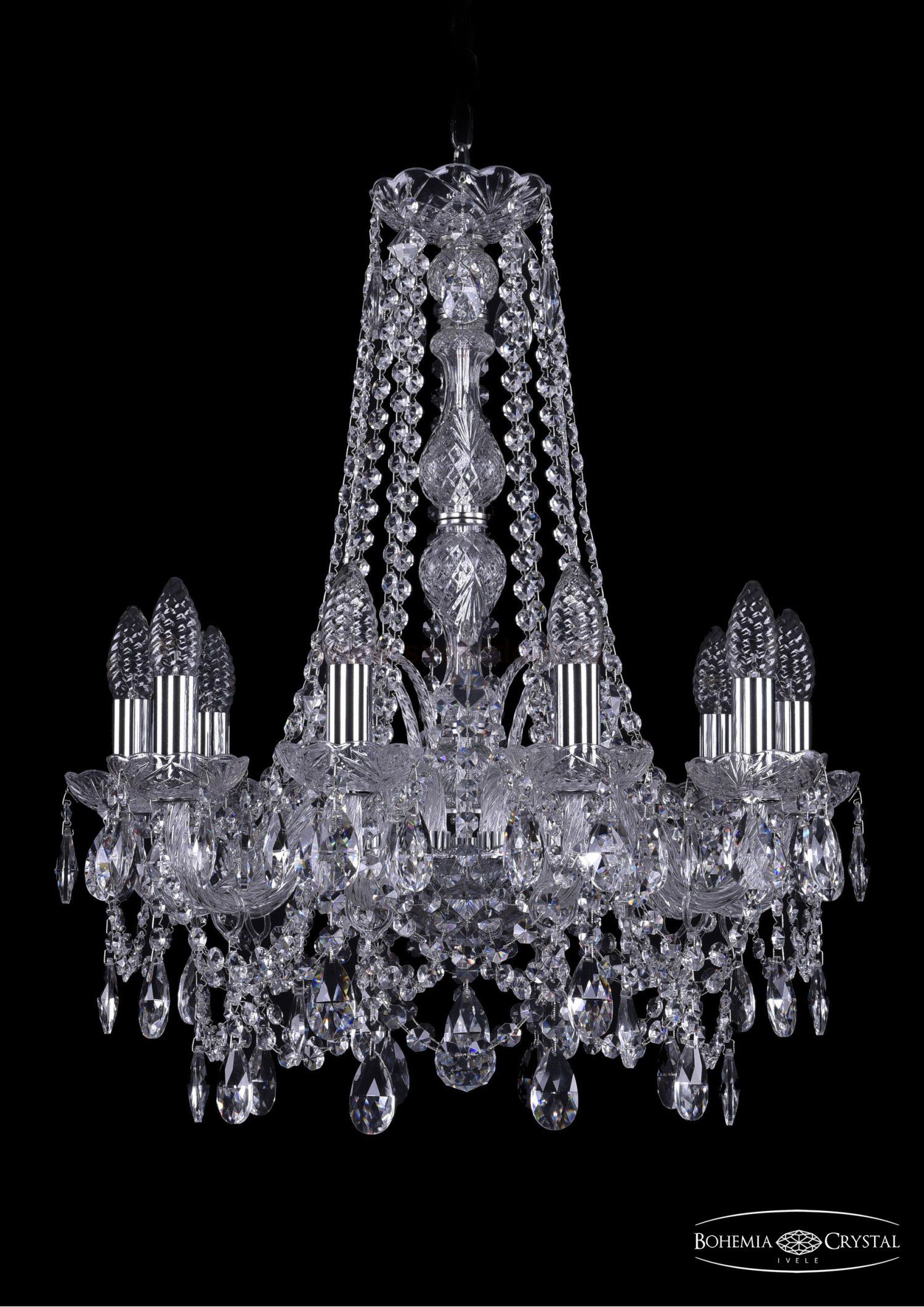 Люстра хрустальная Bohemia Ivele 1411/10/160/h-64/Ni
