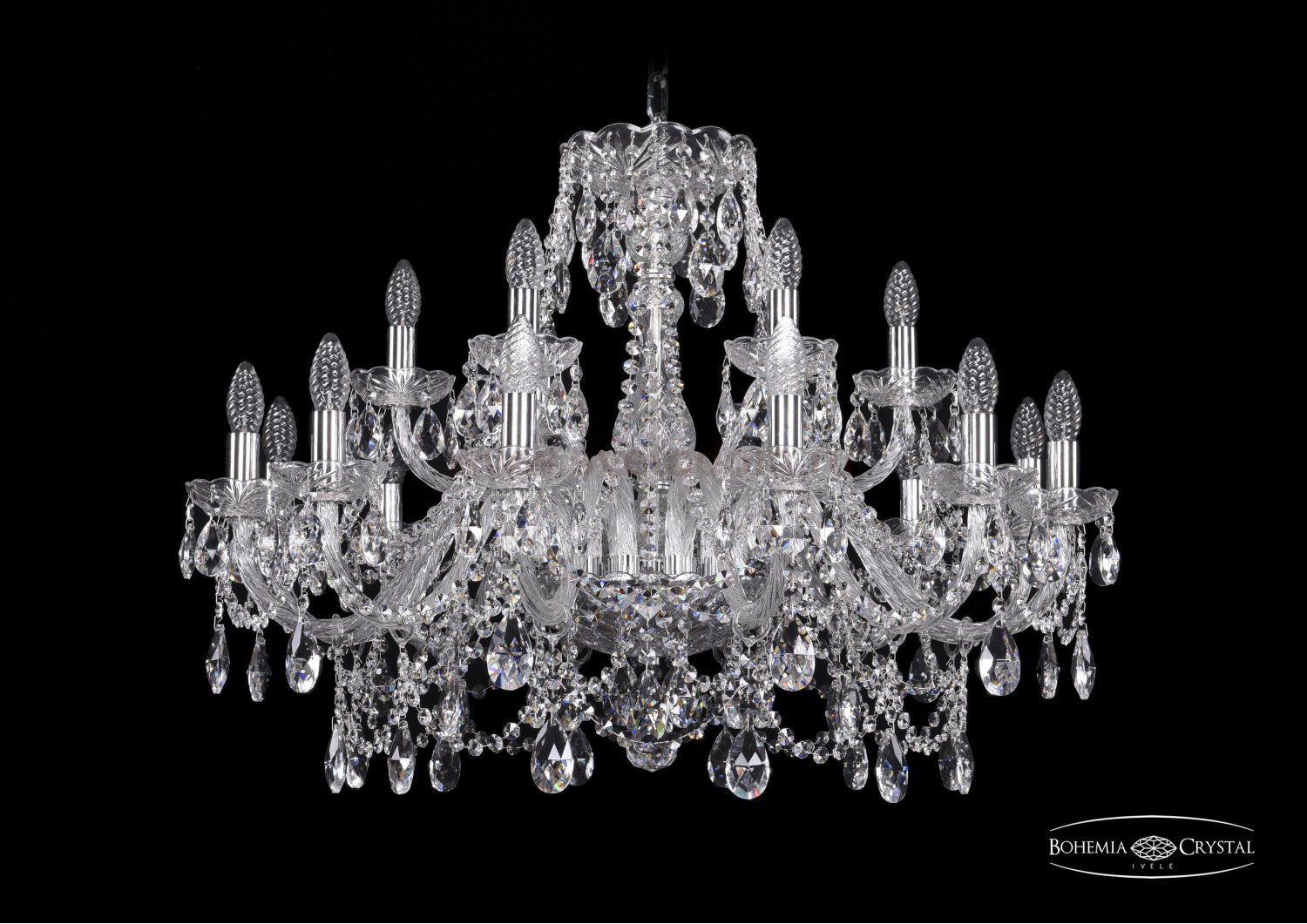 Люстра хрустальная Bohemia Ivele 1411/12+6/300/Ni