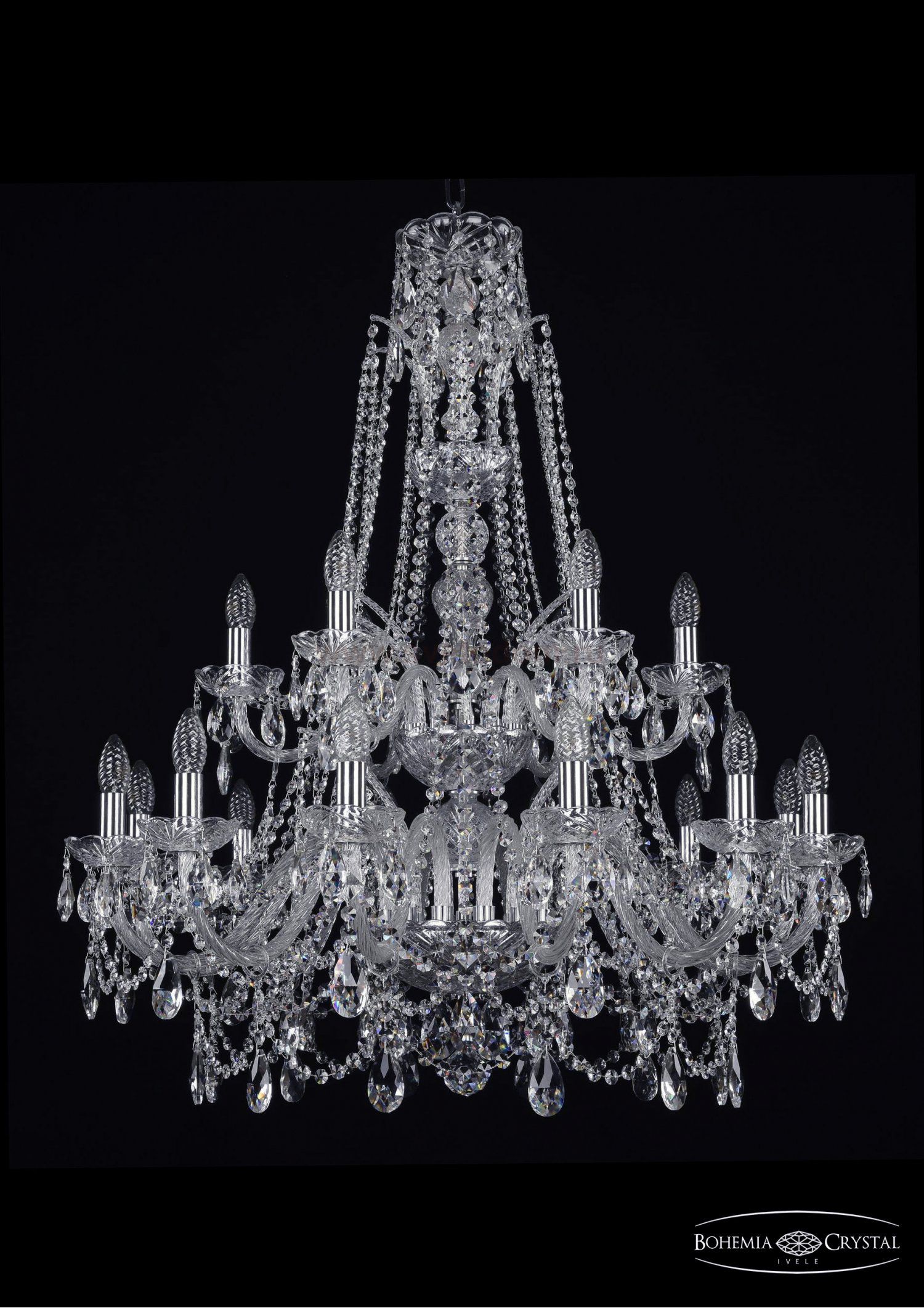 Люстра хрустальная Bohemia Ivele 1411/12+6/300/XL-99/2d/Ni