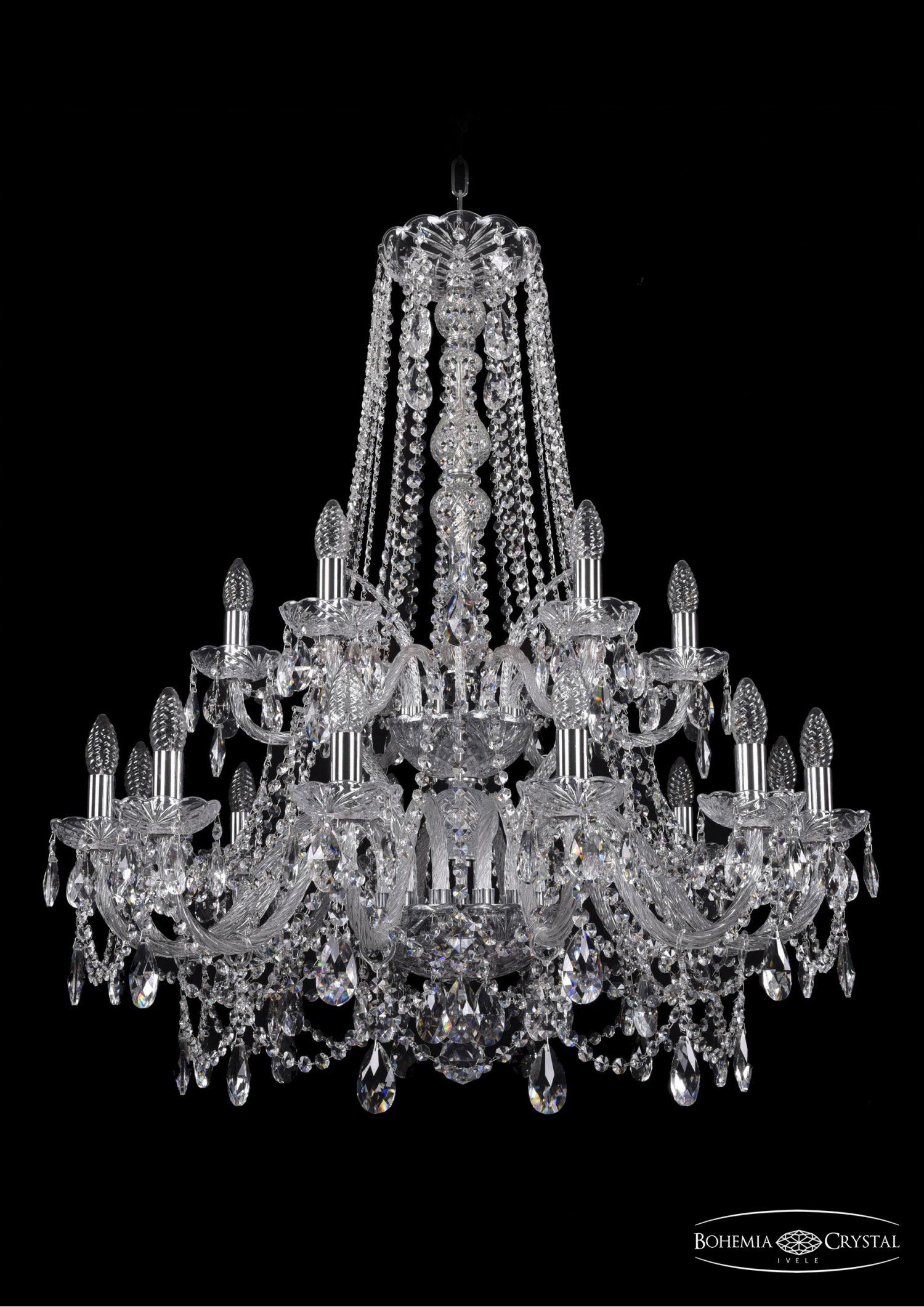 Люстра хрустальная Bohemia Ivele 1411/12+6/300/h-93/2d/Ni