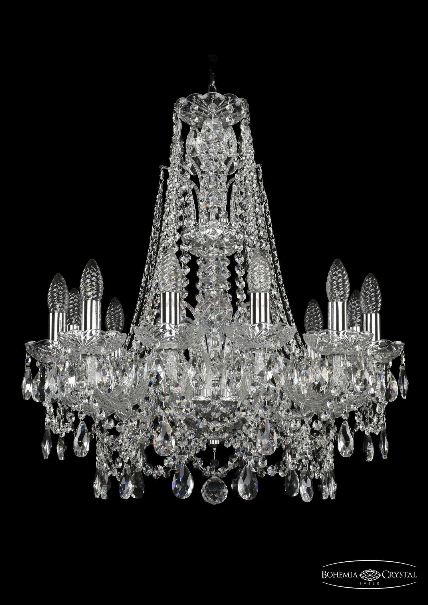 Люстра хрустальная Bohemia Ivele 1411/12/195/XL-65/Ni