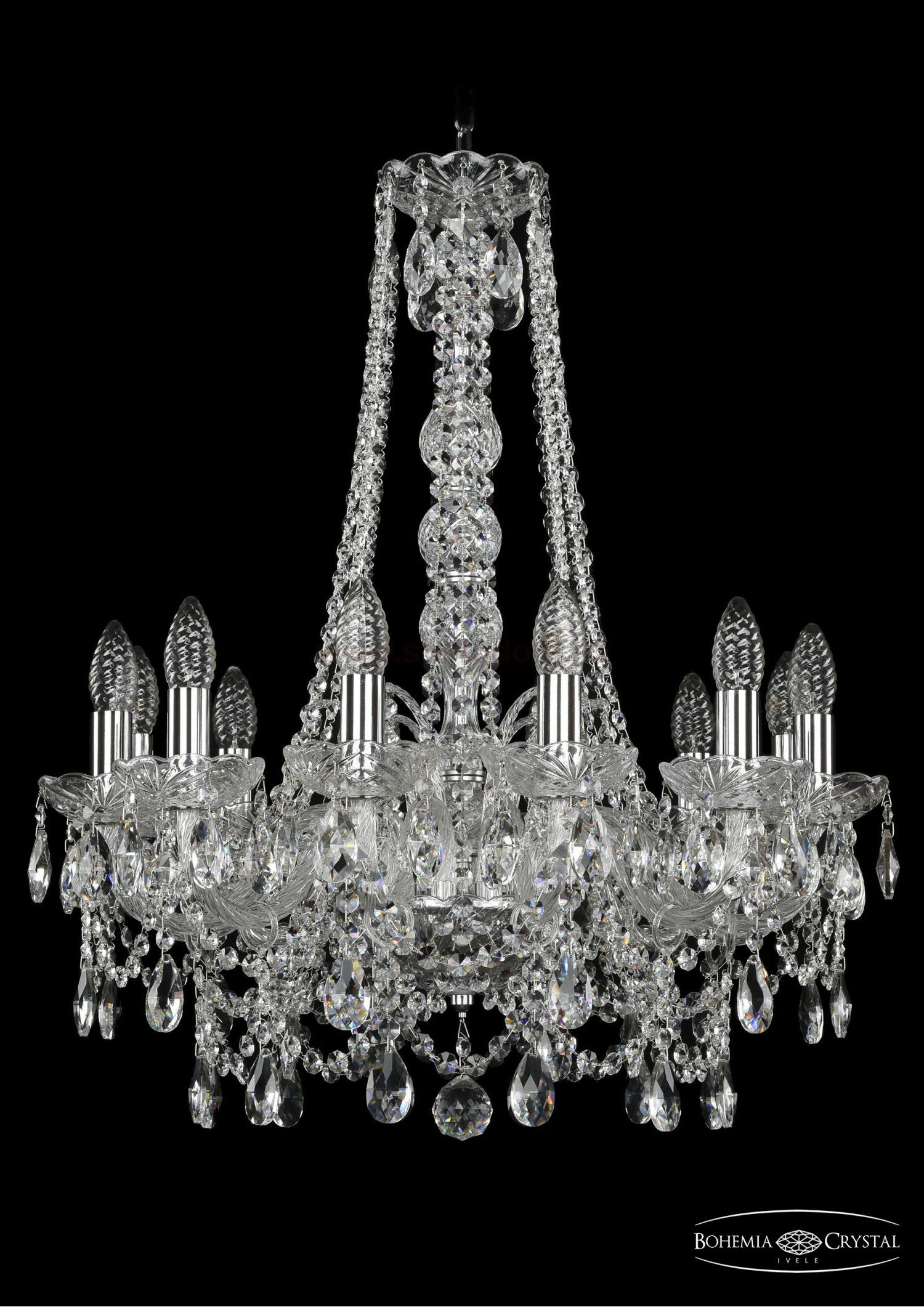 Люстра хрустальная Bohemia Ivele 1411/12/195/h-70/Ni