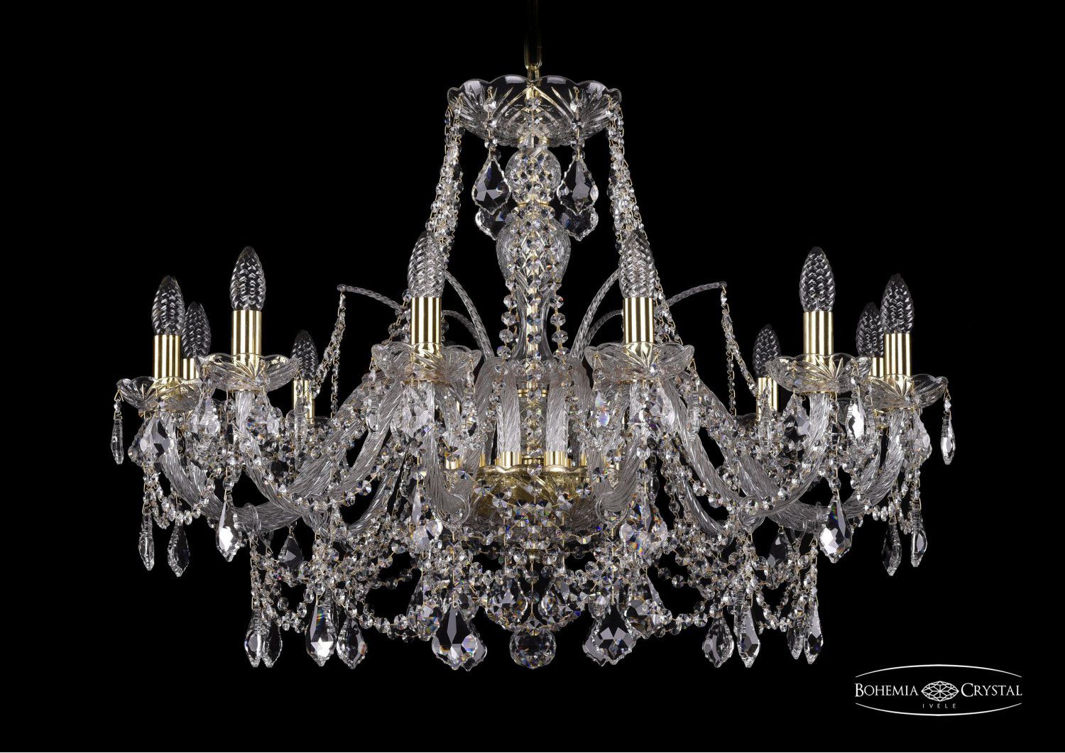 Люстра хрустальная Bohemia Ivele 1411/12/300/G/Leafs