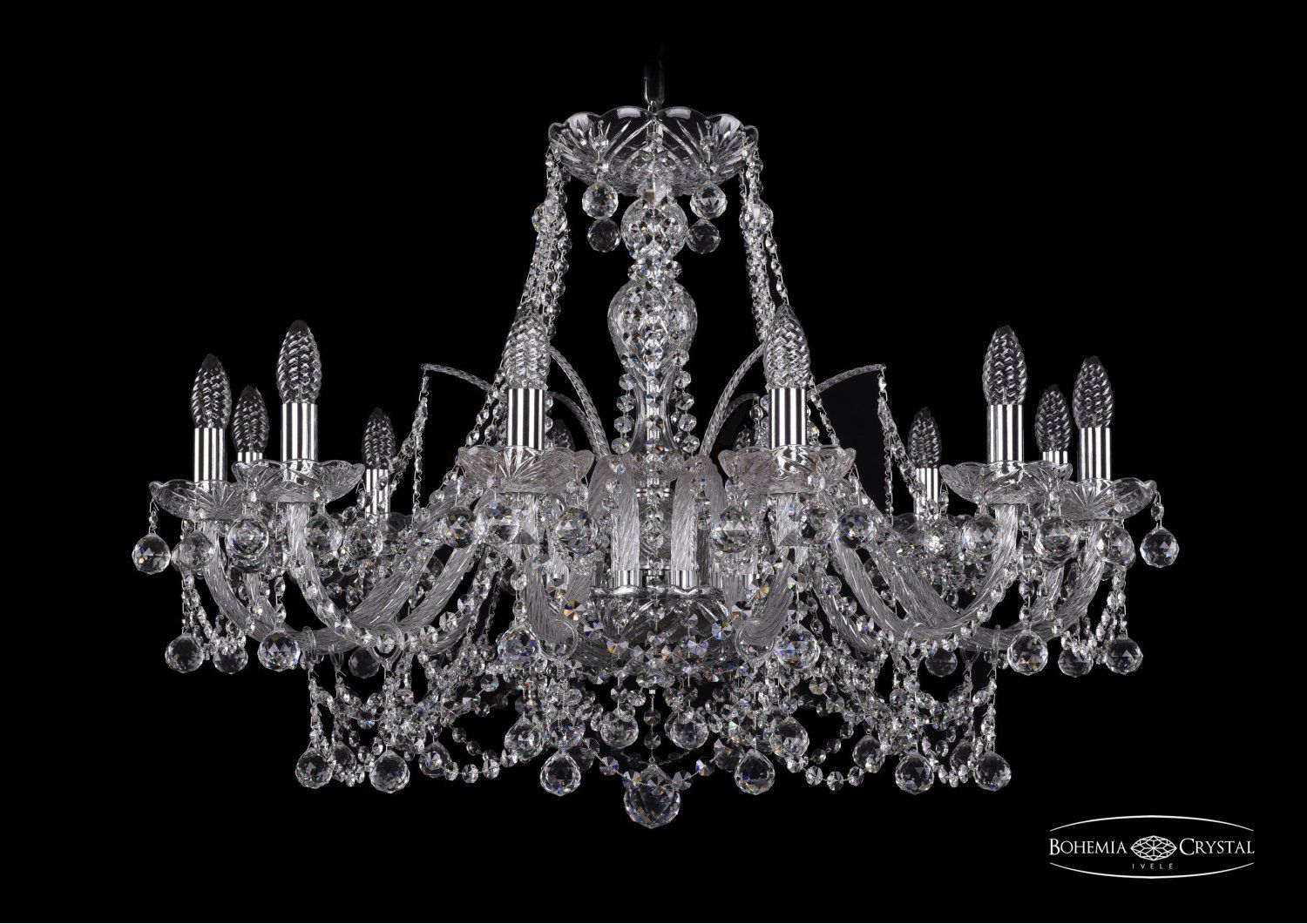 Люстра хрустальная Bohemia Ivele 1411/12/300/Ni/Balls