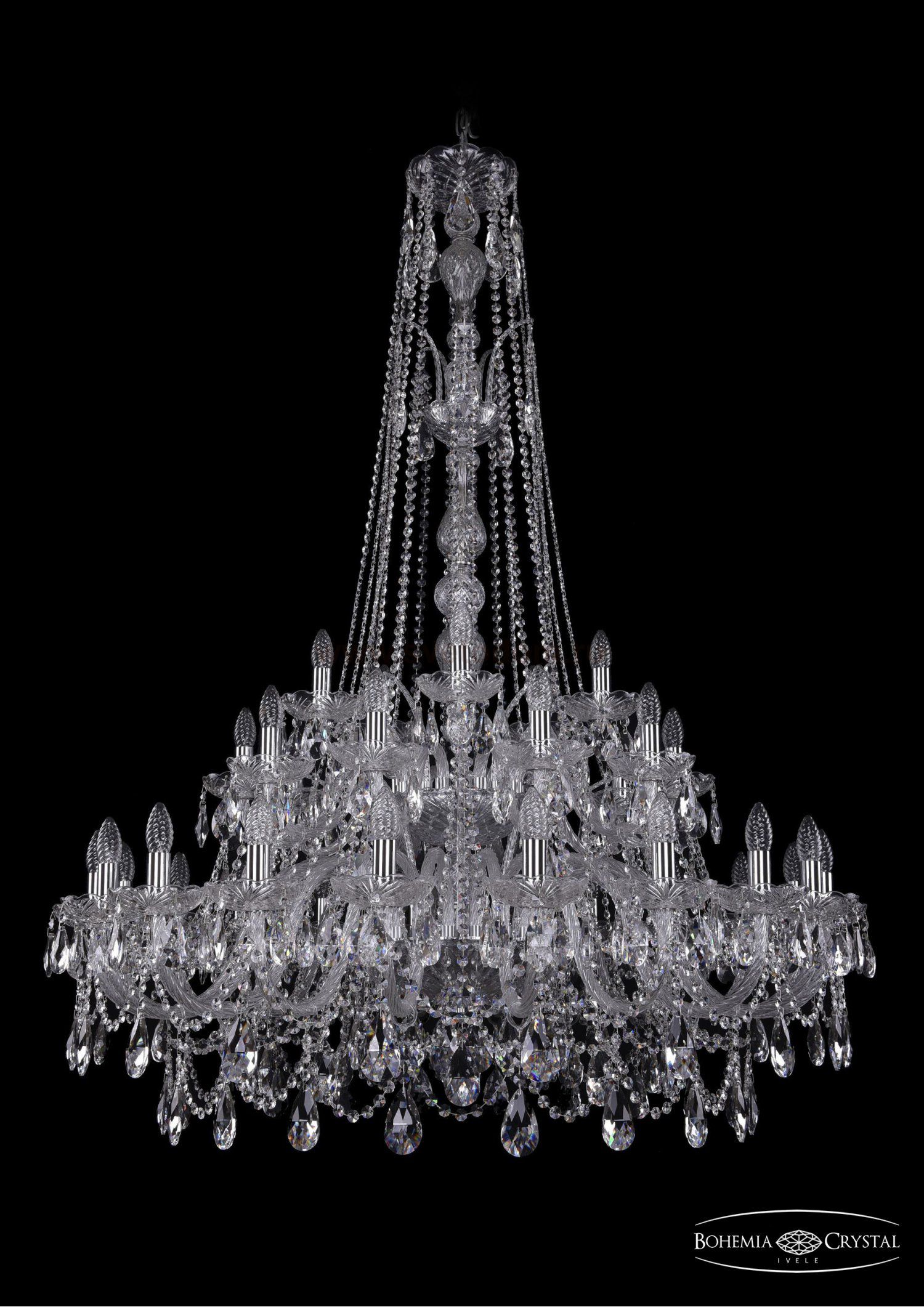 Люстра хрустальная Bohemia Ivele 1411/20+10+5/400/XL-155/2d/Ni
