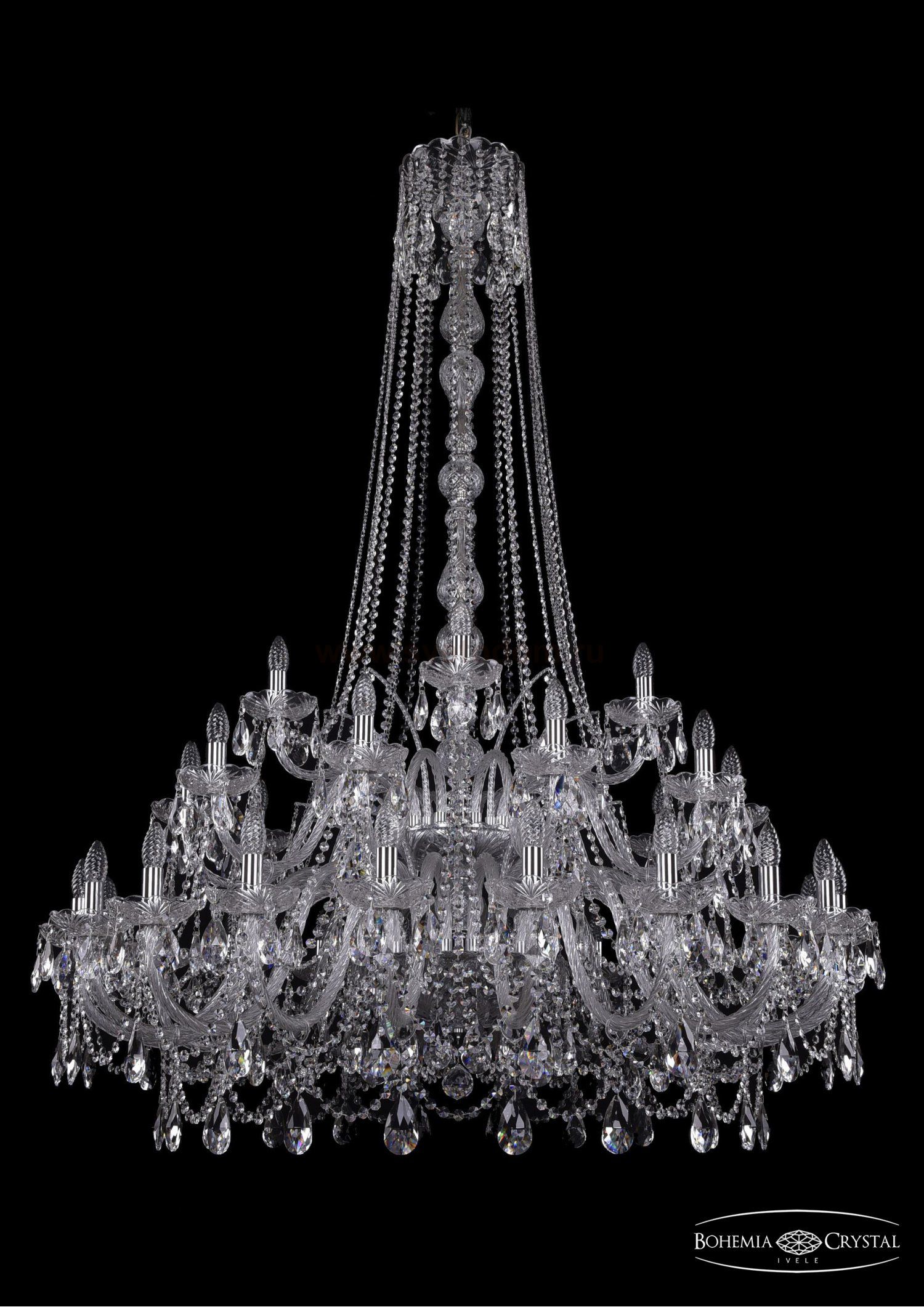 Люстра хрустальная Bohemia Ivele 1411/20+10+5/460/h-175/2d/Ni