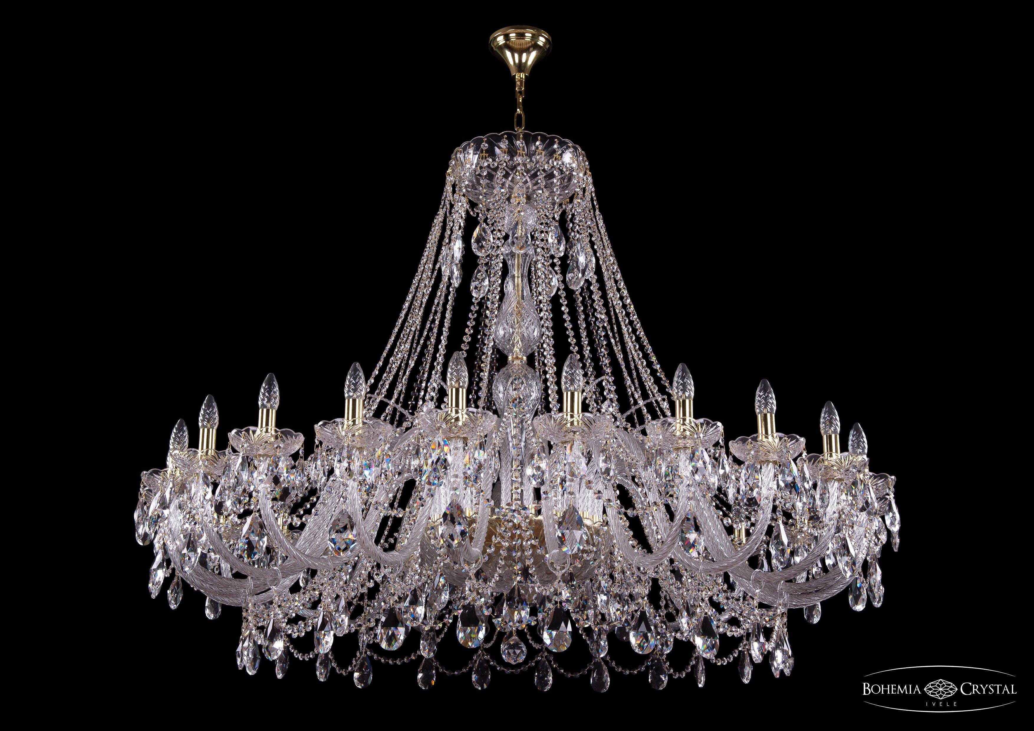 Люстра хрустальная большая Bohemia Ivele 1411/24/530-115/G