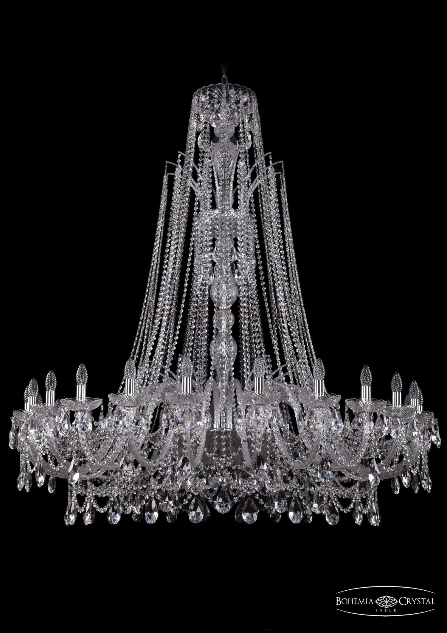 Люстра хрустальная Bohemia Ivele 1411/24/530/XL-163/Ni