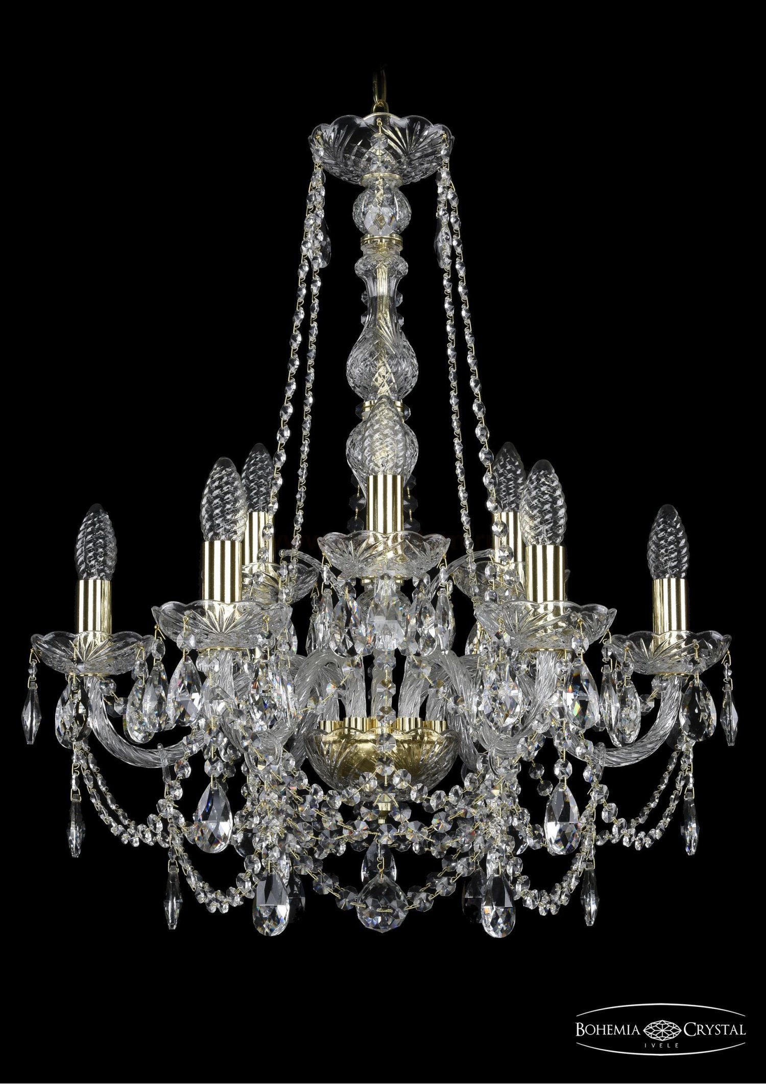 Люстра хрустальная Bohemia Ivele 1411/6+3/195/h-66/G