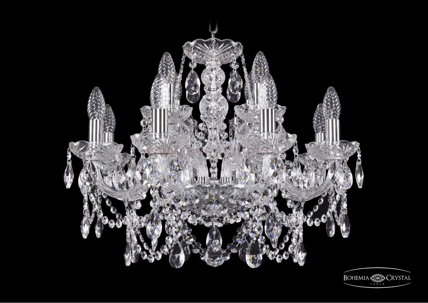 Люстра хрустальная Bohemia Ivele 1411/8+4/195/Ni
