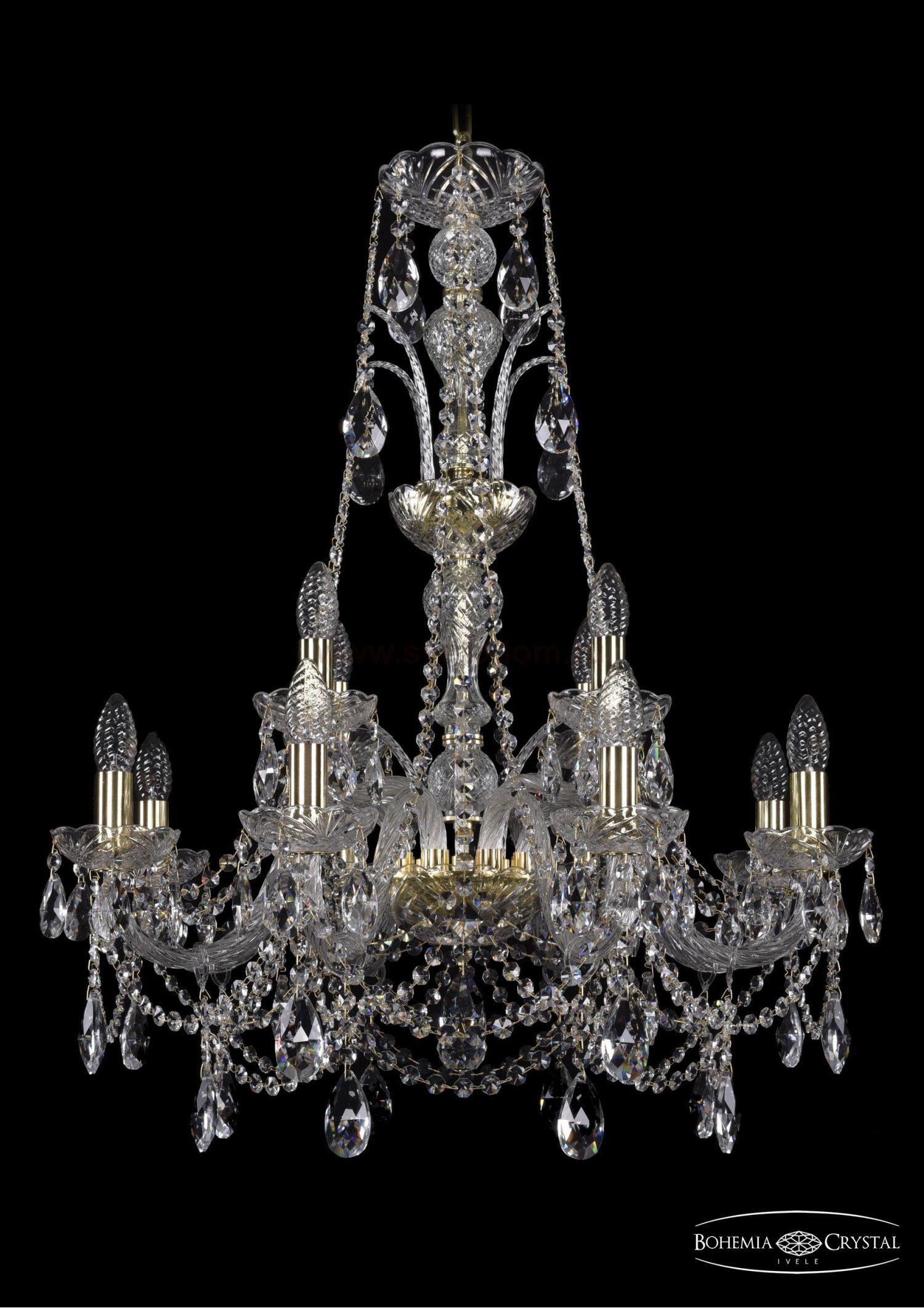 Люстра хрустальная Bohemia Ivele 1411/8+4/240/XL-83/G