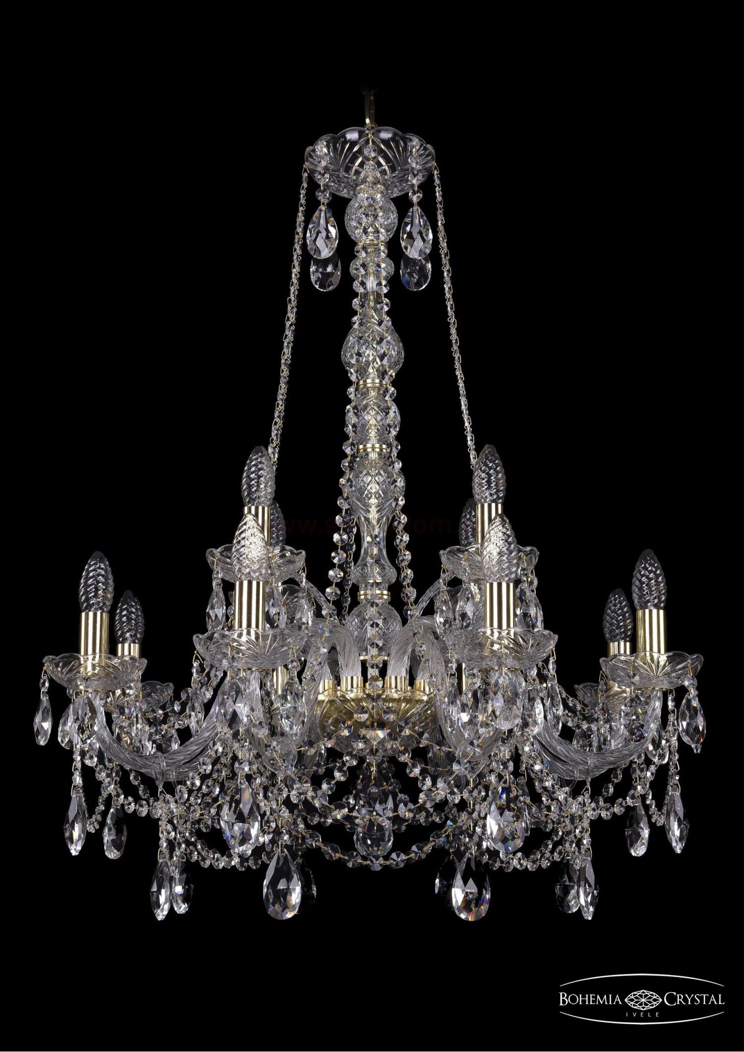 Люстра хрустальная Bohemia Ivele 1411/8+4/240/h-83/G
