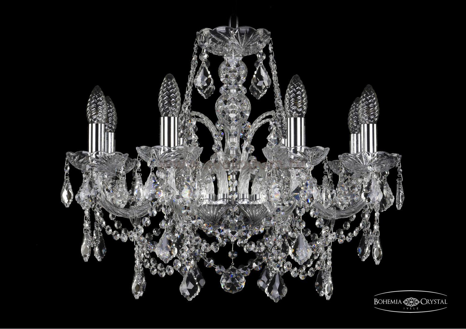 Люстра хрустальная Bohemia Ivele 1411/8/195/Ni/Leafs