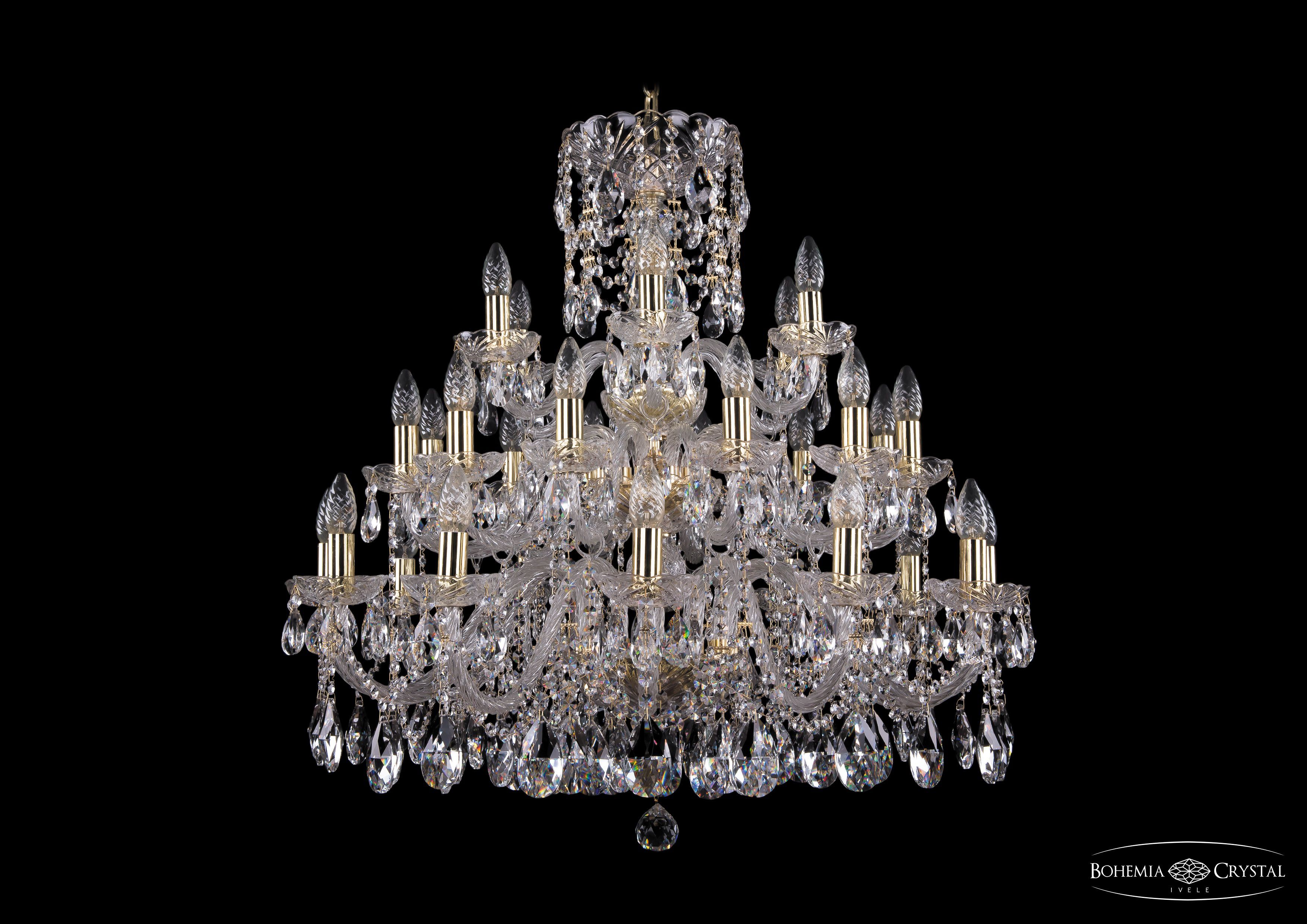 Люстра хрустальная большая Bohemia Ivele 1412/12+12+6/300/3d/G