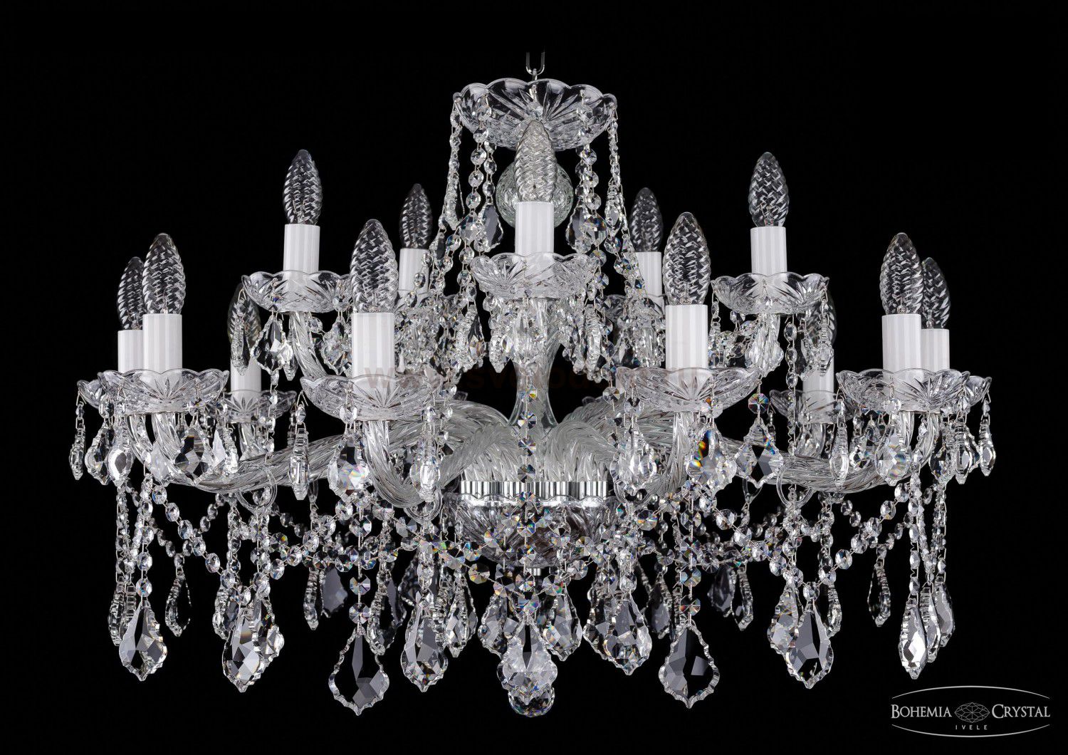 Люстра хрустальная Bohemia Ivele 1413/10+5/300/Ni/Leafs