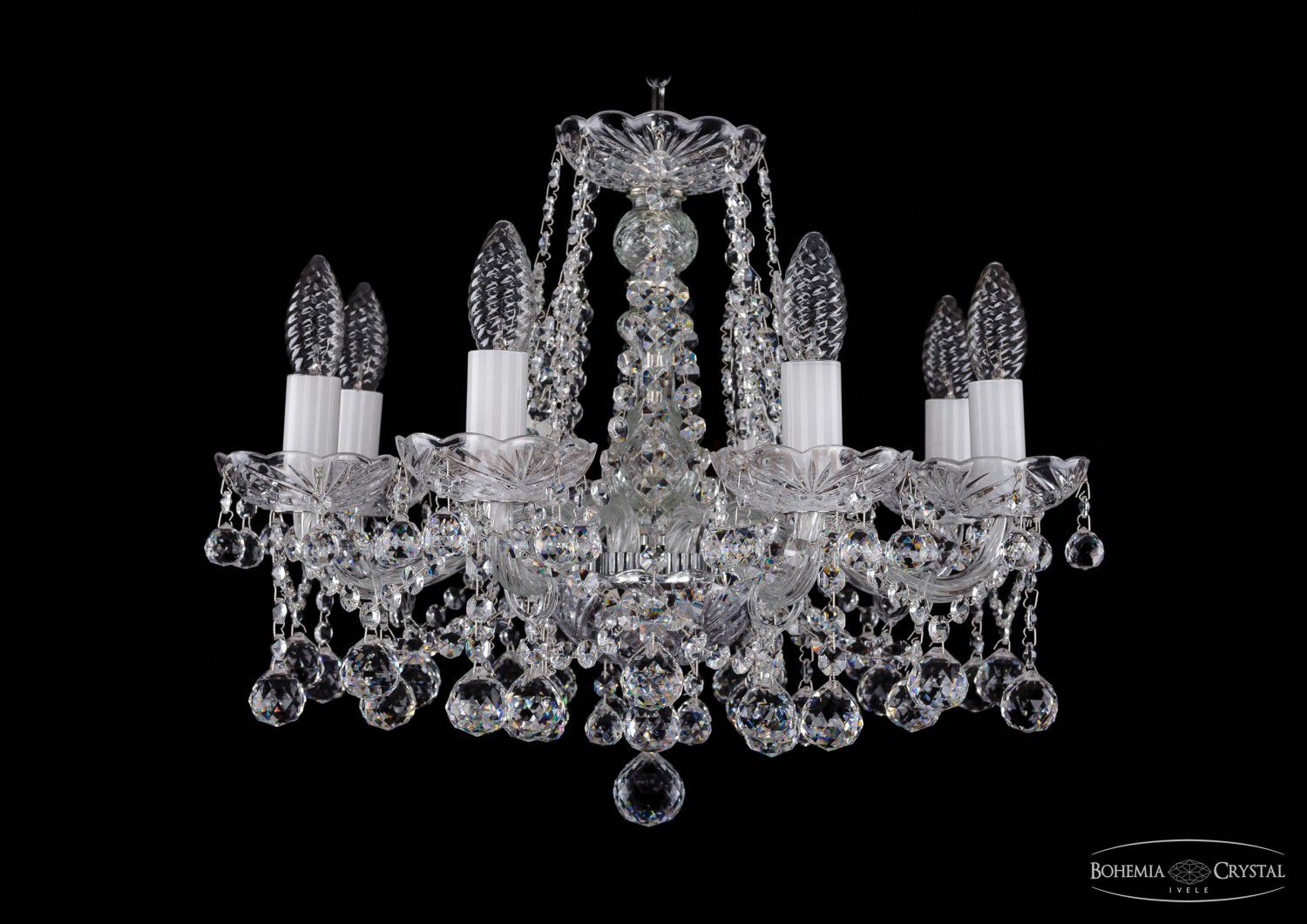 Люстра хрустальная Bohemia Ivele 1413/8/165/Ni/Balls