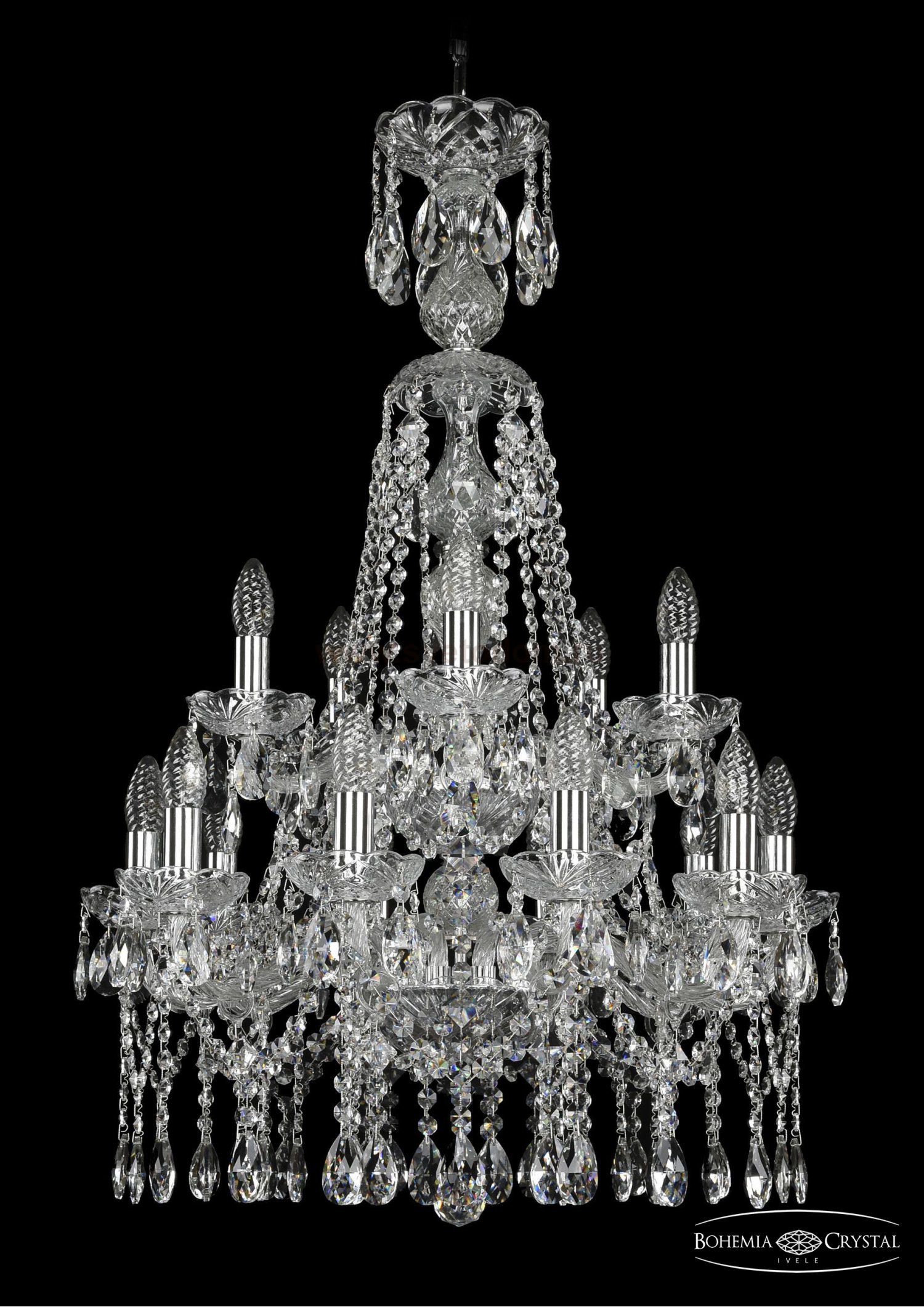 Люстра хрустальная Bohemia Ivele 1413/10+5/200/XL-90/2d/Ni