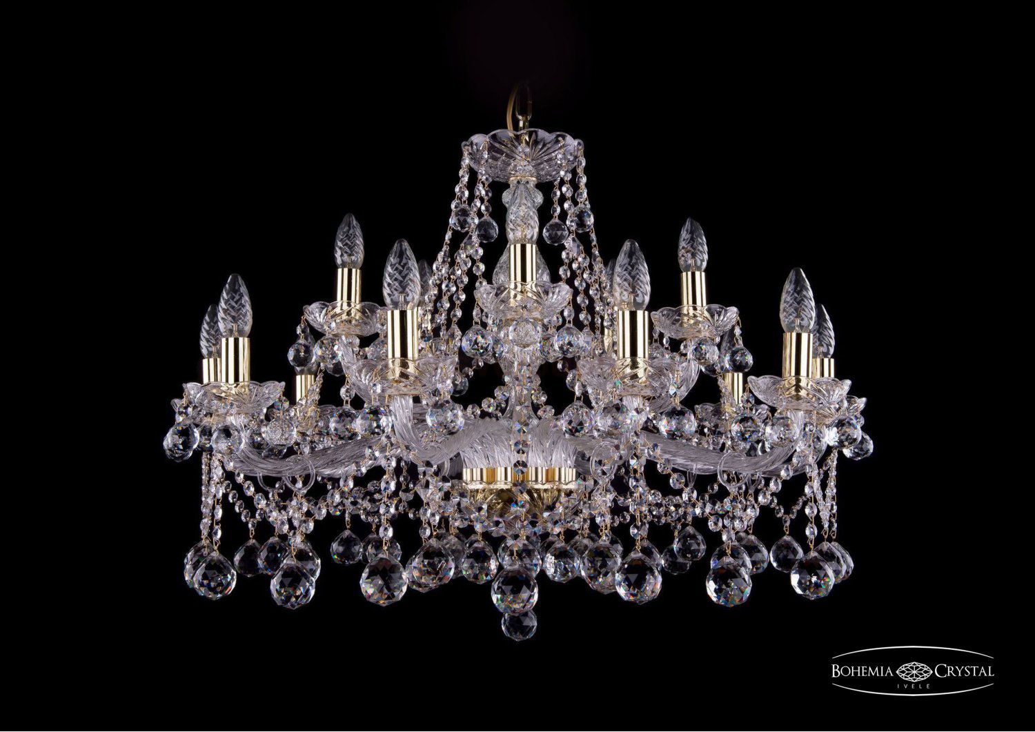 Люстра хрустальная Bohemia Ivele 1413/10+5/300/G/Balls