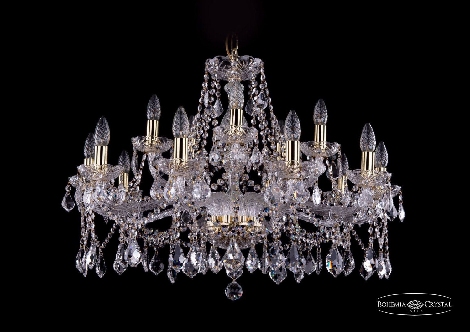 Люстра хрустальная Bohemia Ivele 1413/10+5/300/G/Leafs
