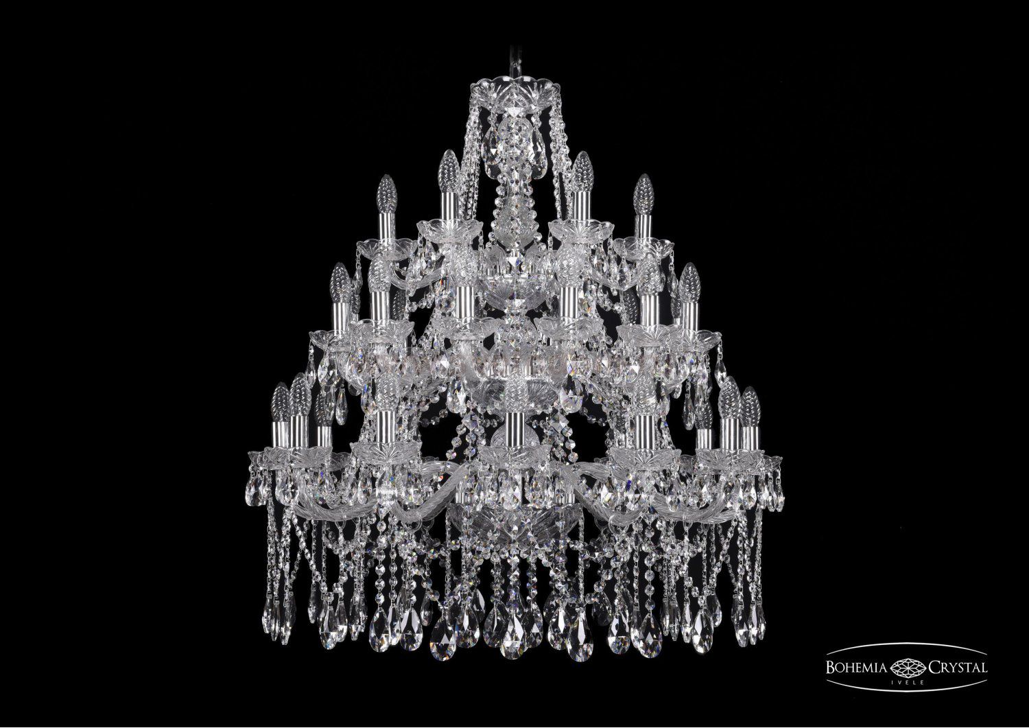 Люстра хрустальная Bohemia Ivele 1413/12+12+6/300/3d/Ni